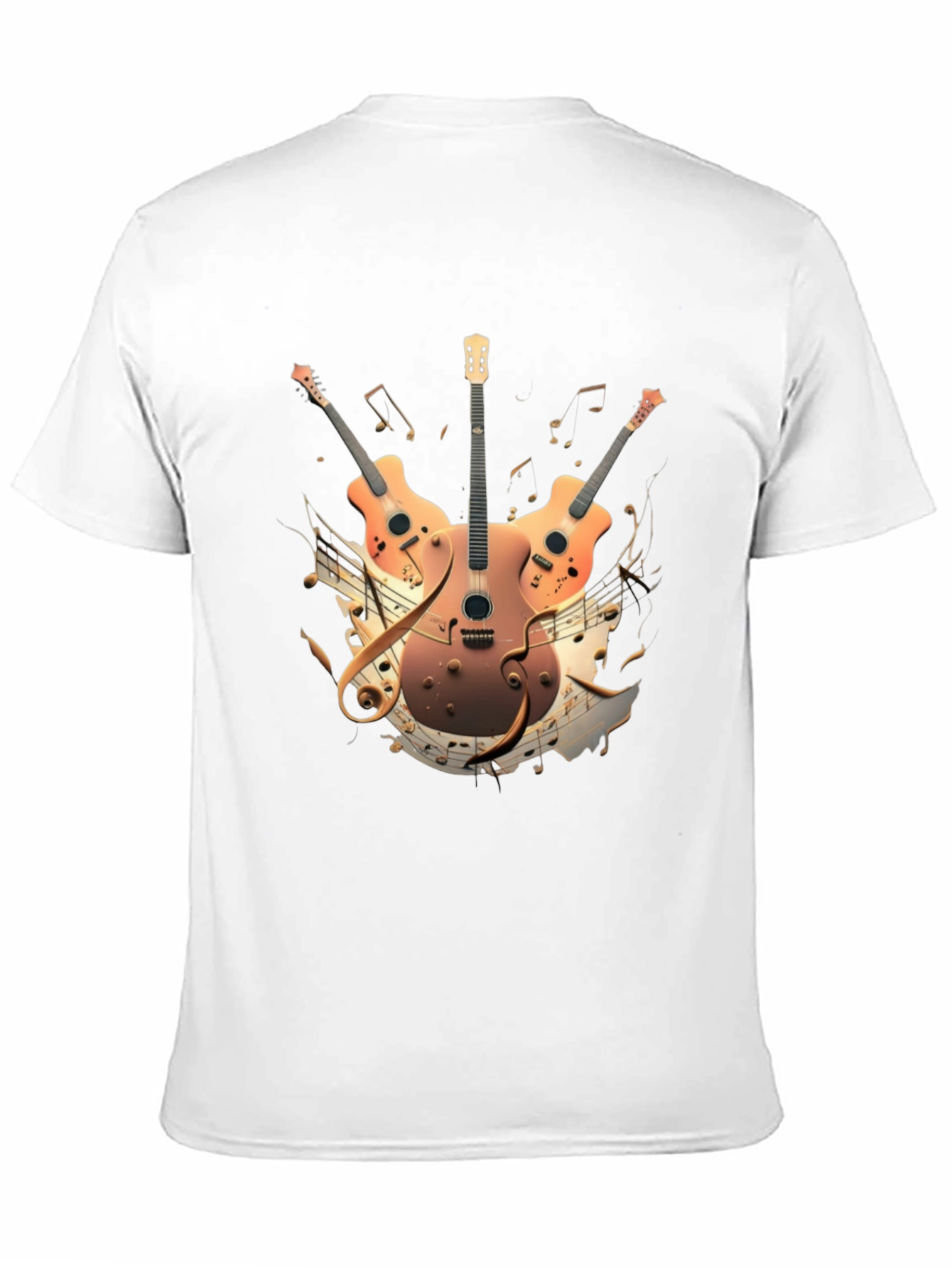 Black Musical Guitar Print Black T-Shirt view 11