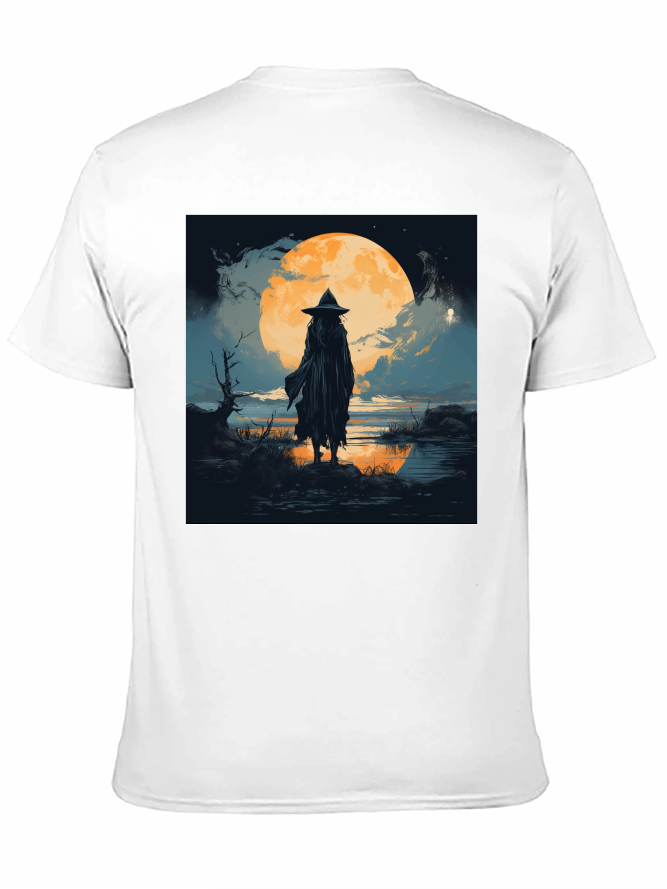 Witch at Moonlight Graphic Tee - Men's Black T-Shirt - 11