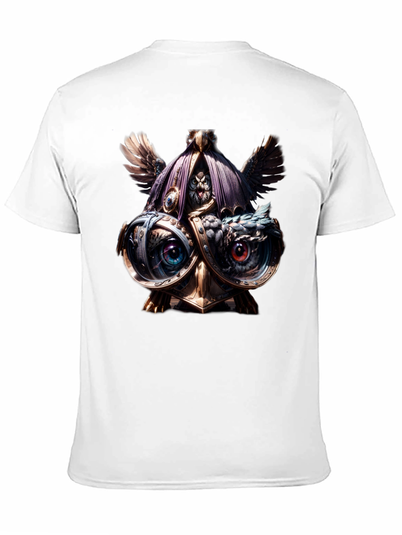 Black Steampunk Owl T-Shirt - Unique Art Tee view 11