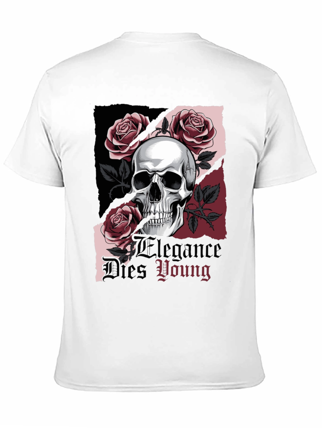 Black Skull & Roses Graphic Tee - Elegance Dies Young view 11