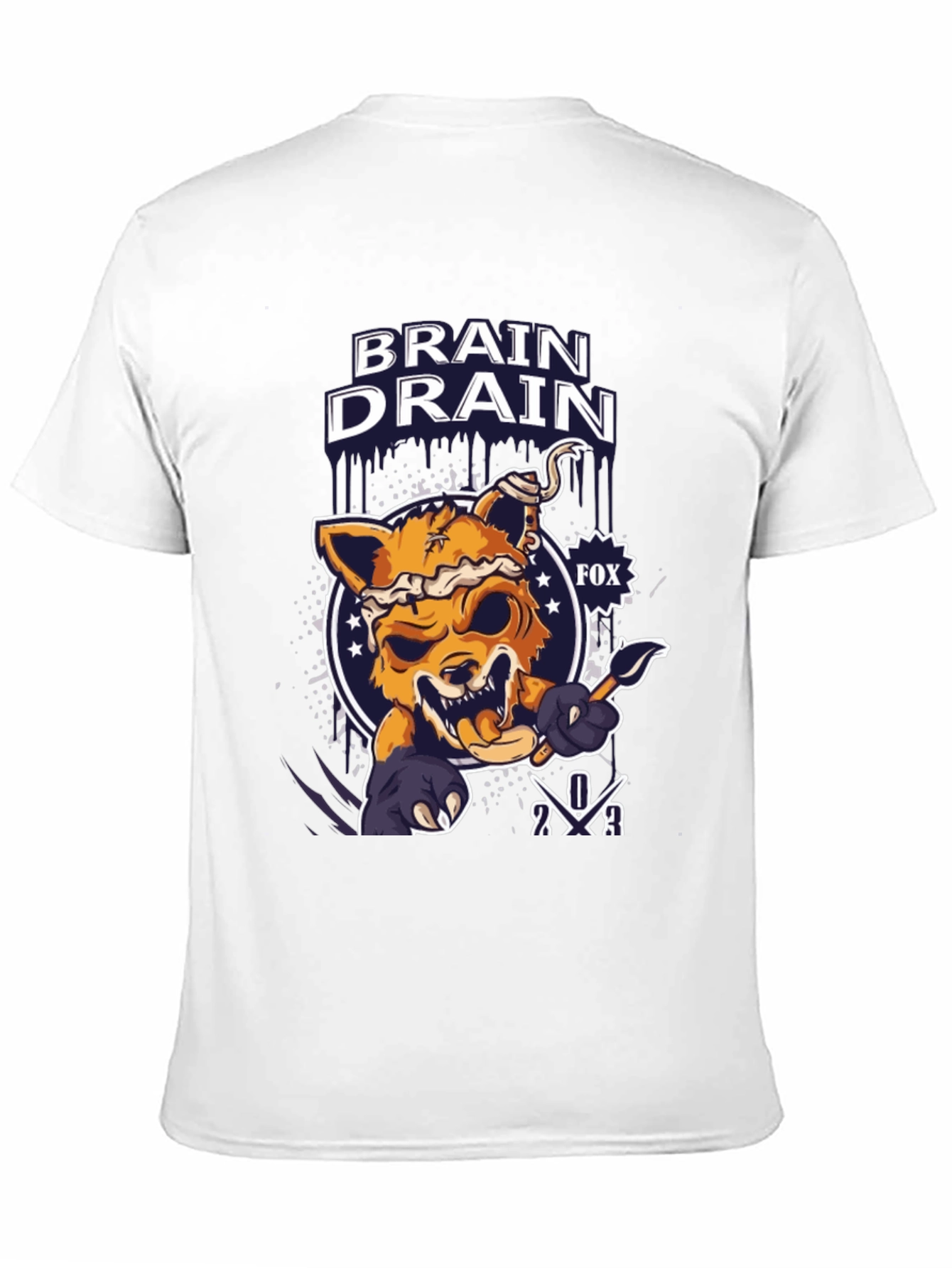 Black Brain Drain Fox Graphic T-Shirt view 11