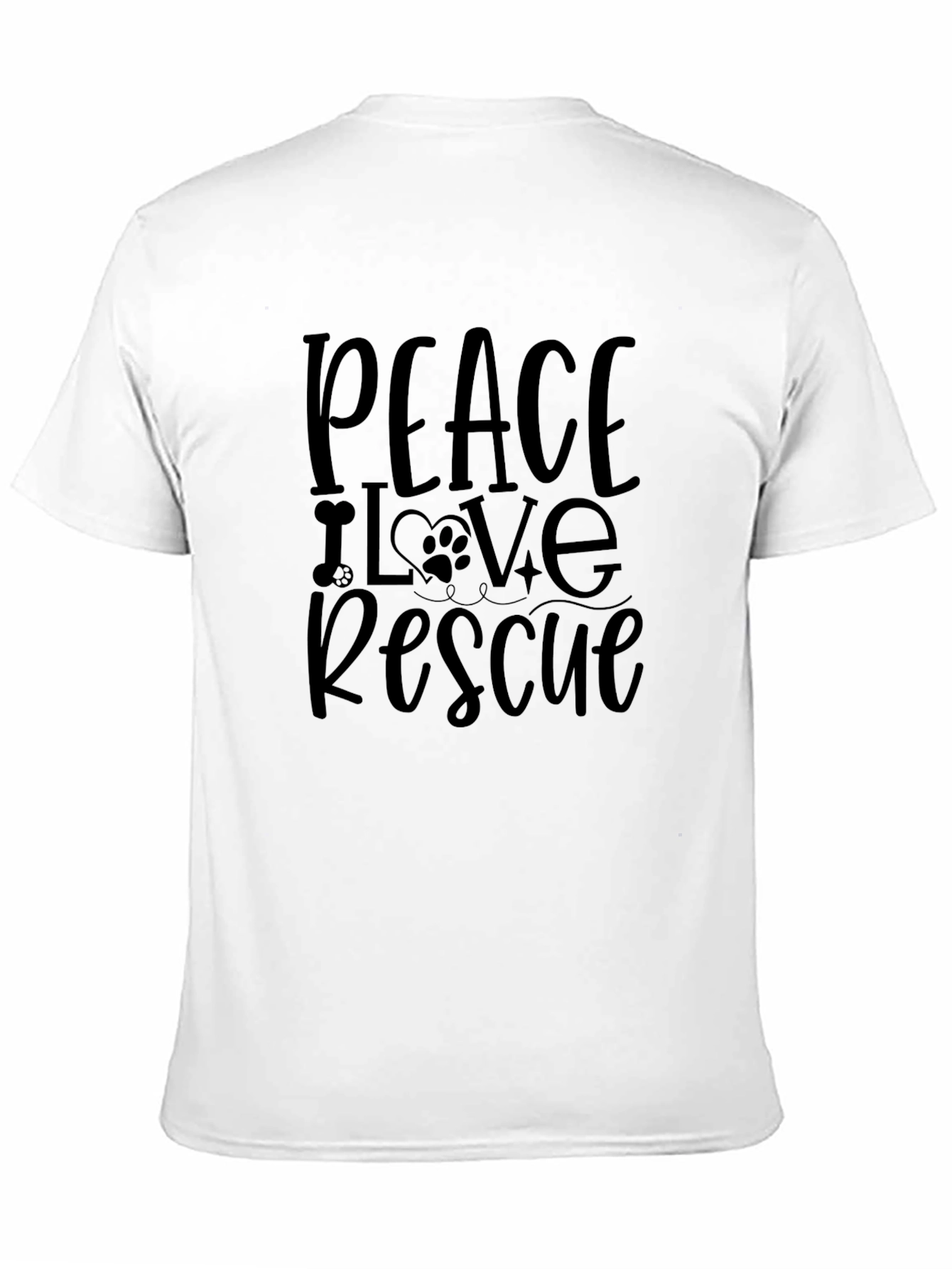 Black Peace Love Rescue Graphic Tee - Dog Lover T-Shirt view 11