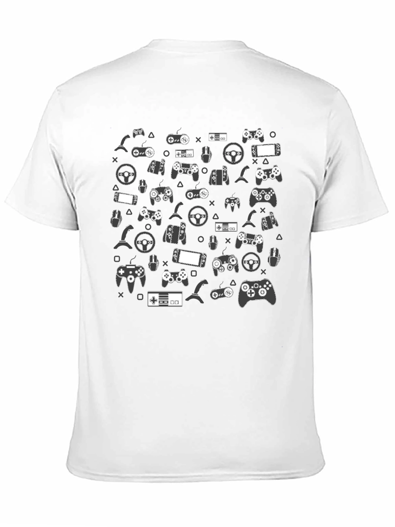 Black Gamer Pattern Black T-Shirt view 11