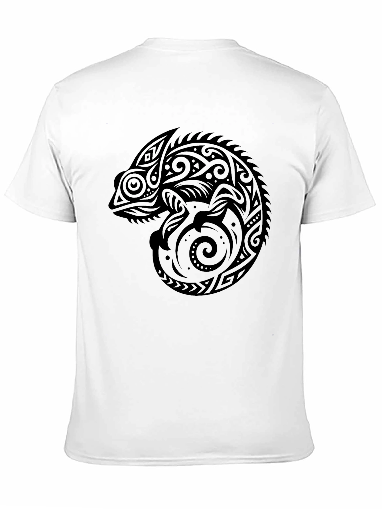 Black Tribal Chameleon Graphic Tee - Men's Black T-Shirt view 11