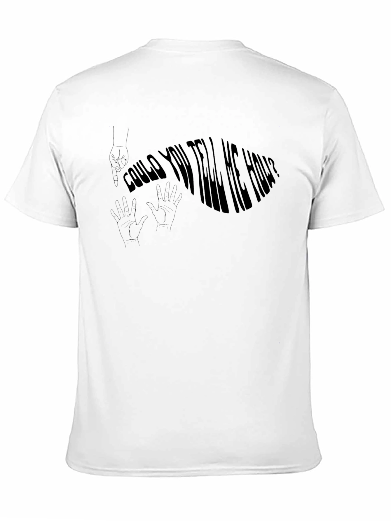 Black Could You Tell Me How? Men's Black T-Shirt view 11