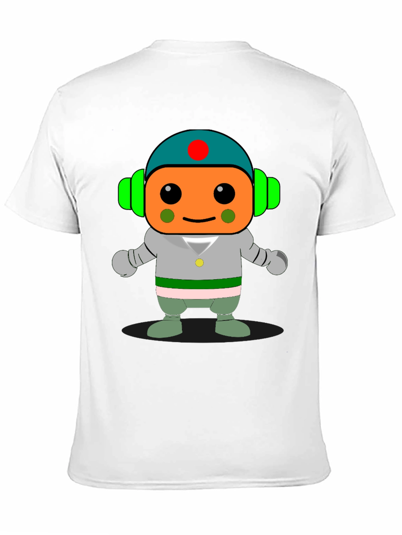 Black Cartoon Robot Graphic Print Black T-Shirt view 11