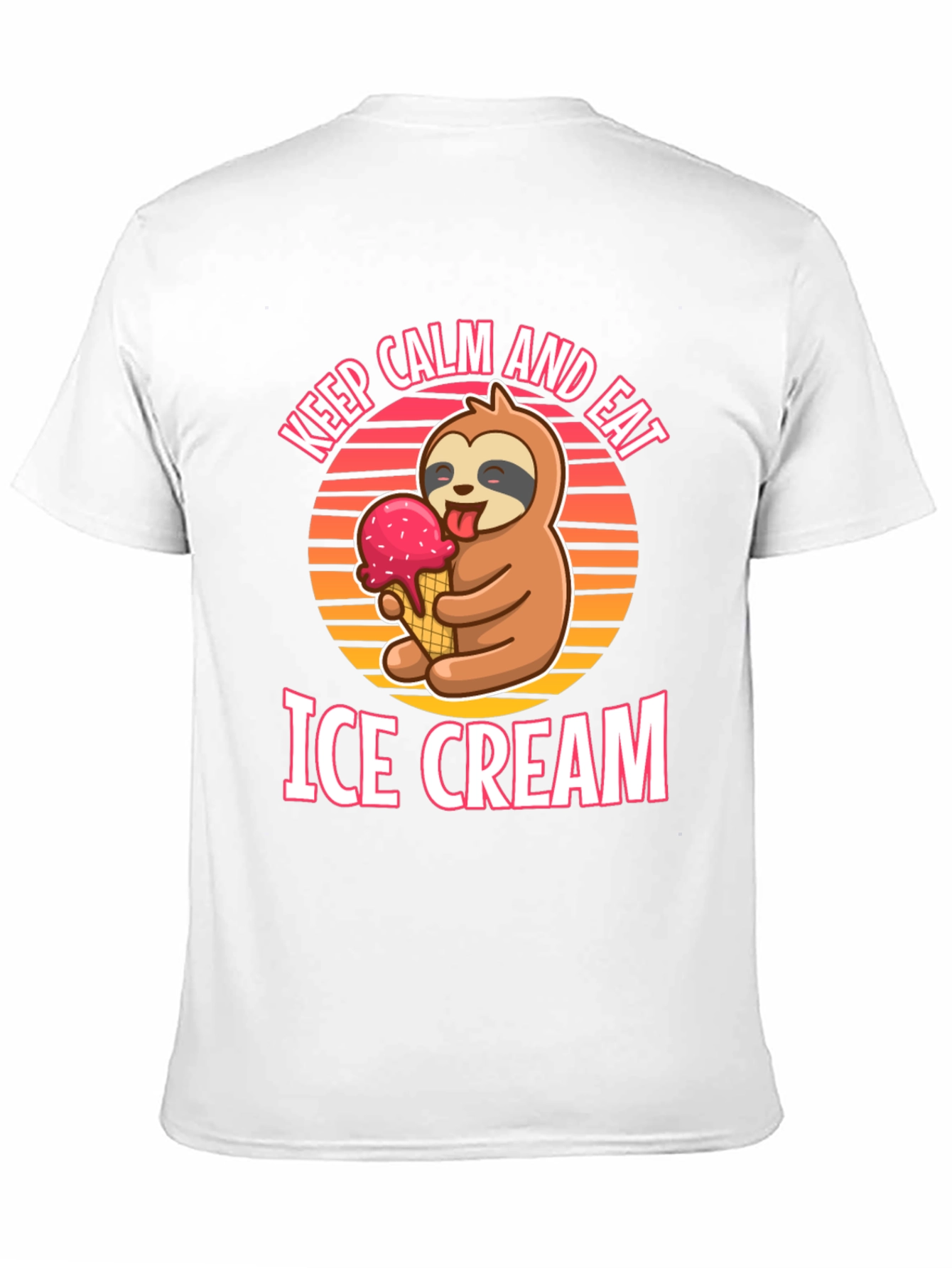 Black Keep Calm and Eat Ice Cream Sloth T-Shirt view 11