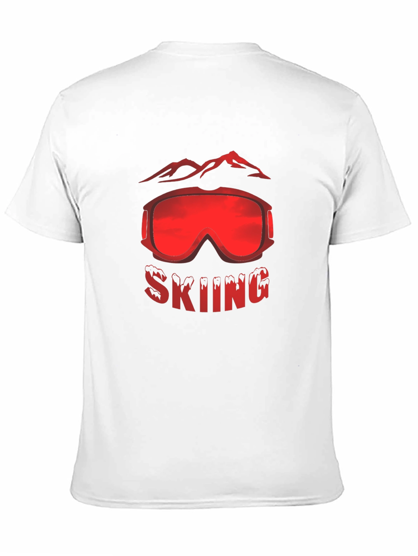 Black Skiing Goggles Mountain Graphic Black T-Shirt view 11