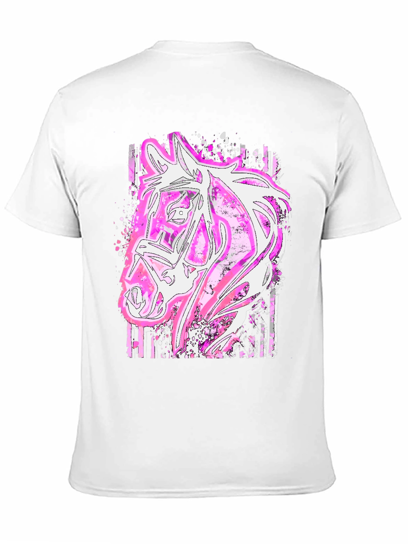 Black Pink Horse Graphic Tee - Stylish Animal Print Shirt view 11