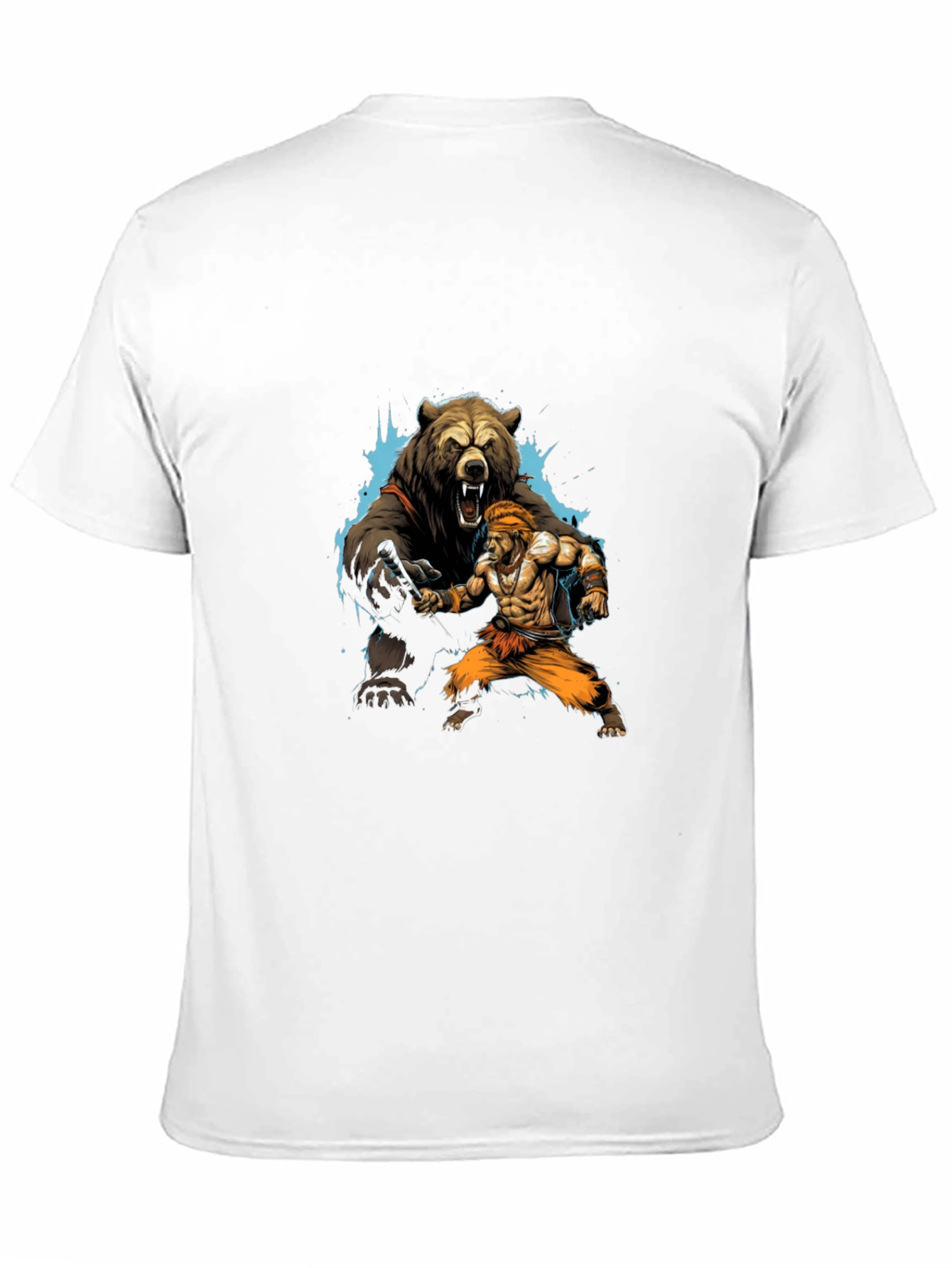 Black Bear vs. Man Graphic T-Shirt - Black Cotton Tee view 11