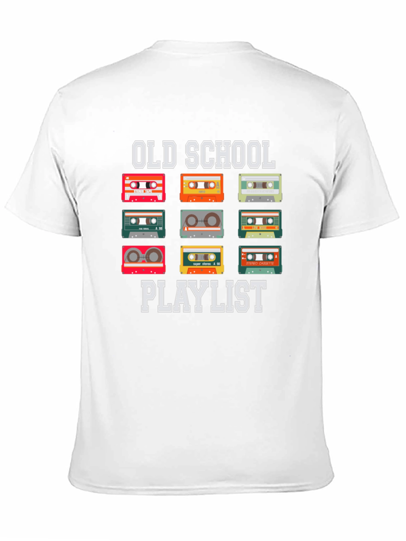 Black Old School Playlist Cassette Tape T-Shirt view 11