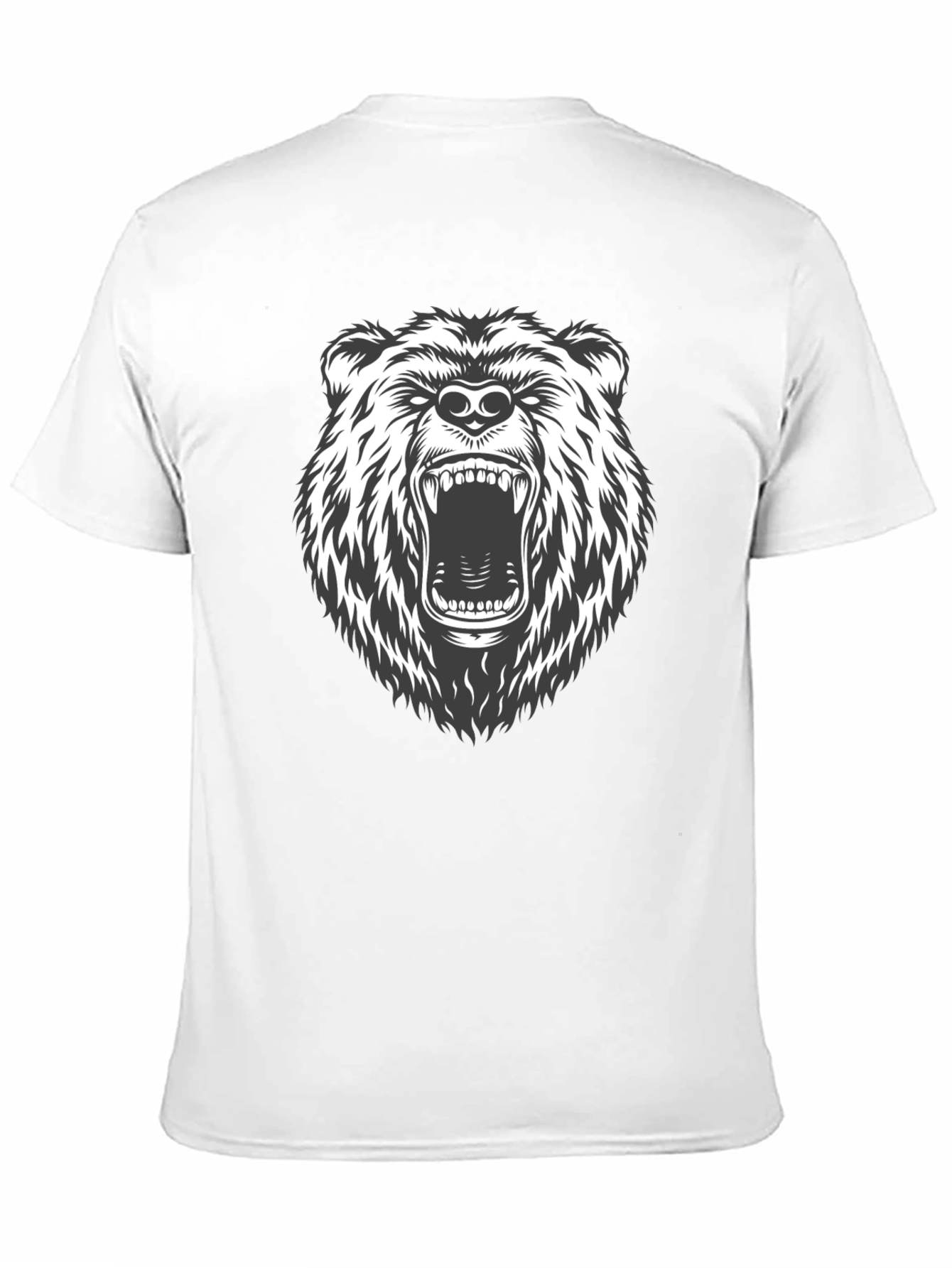 Black Men's Black T-Shirt with Roaring Bear Graphic view 11