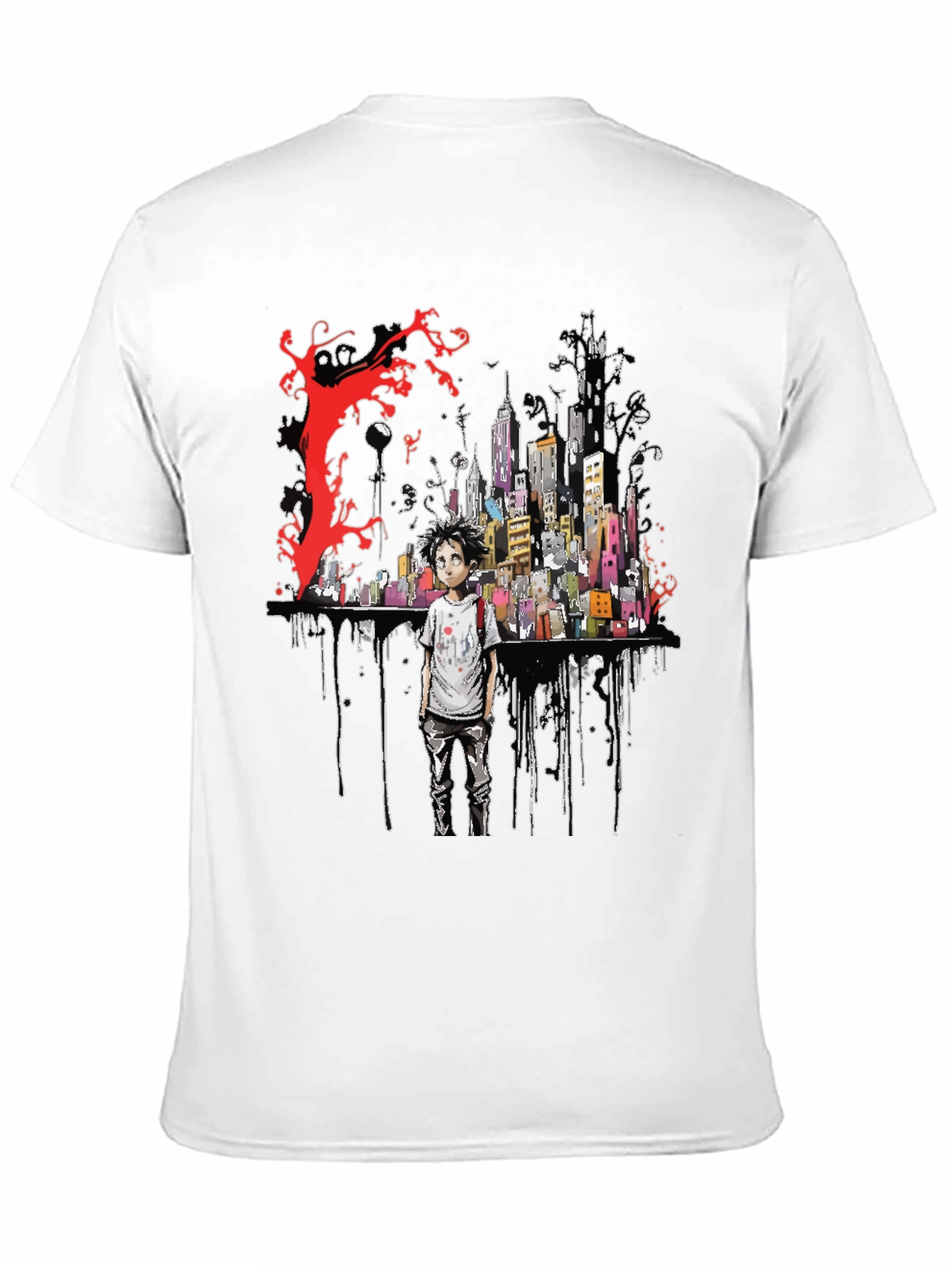 Black Urban Dystopia Graphic Tee - Black Cotton view 11