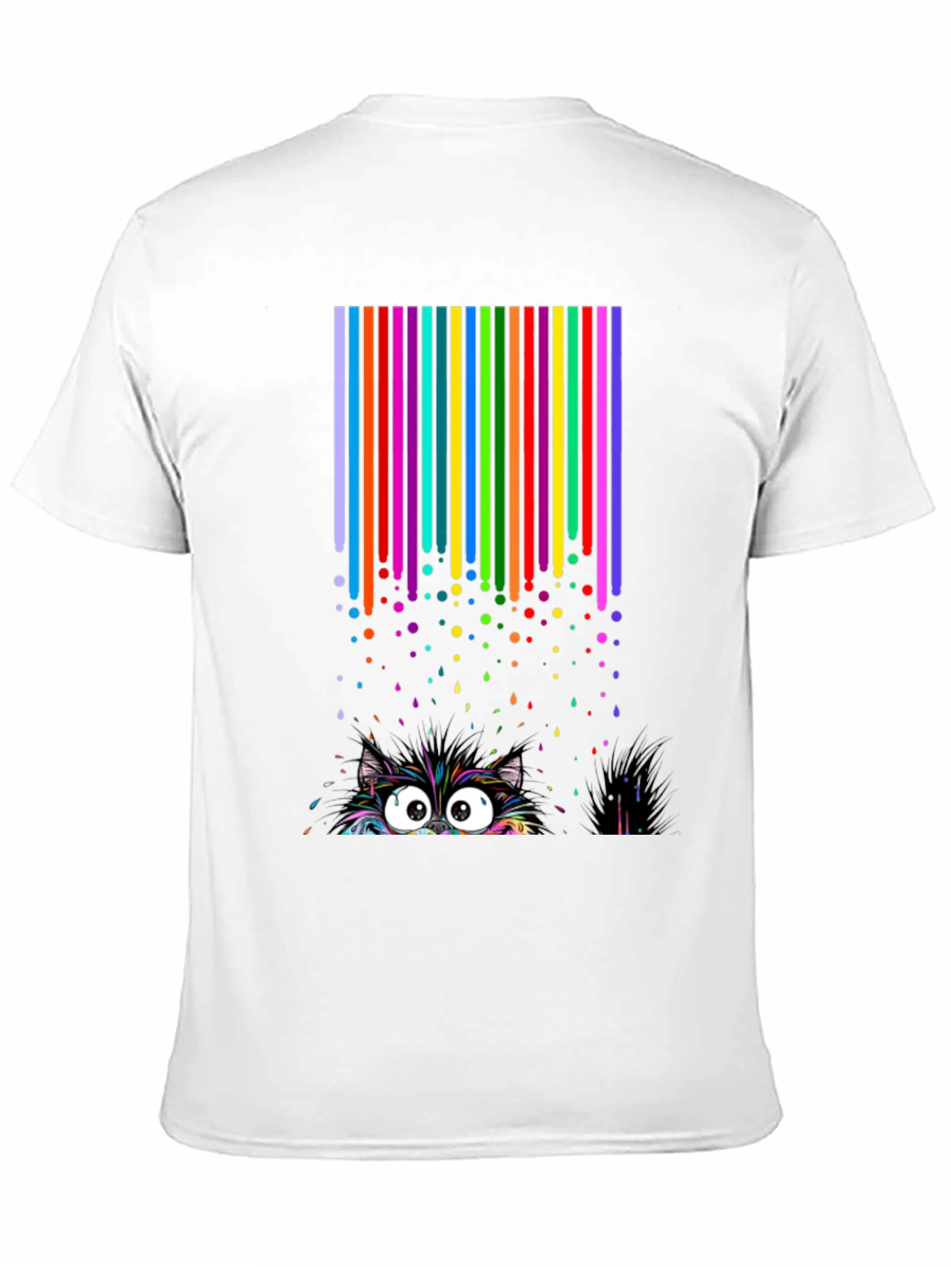 Black Colorful Cat Peek T-Shirt view 11