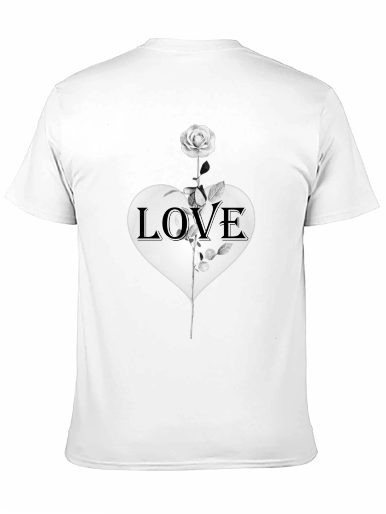 Black Love Rose Graphic Tee - Stylish Unisex Black T-Shirt view 11