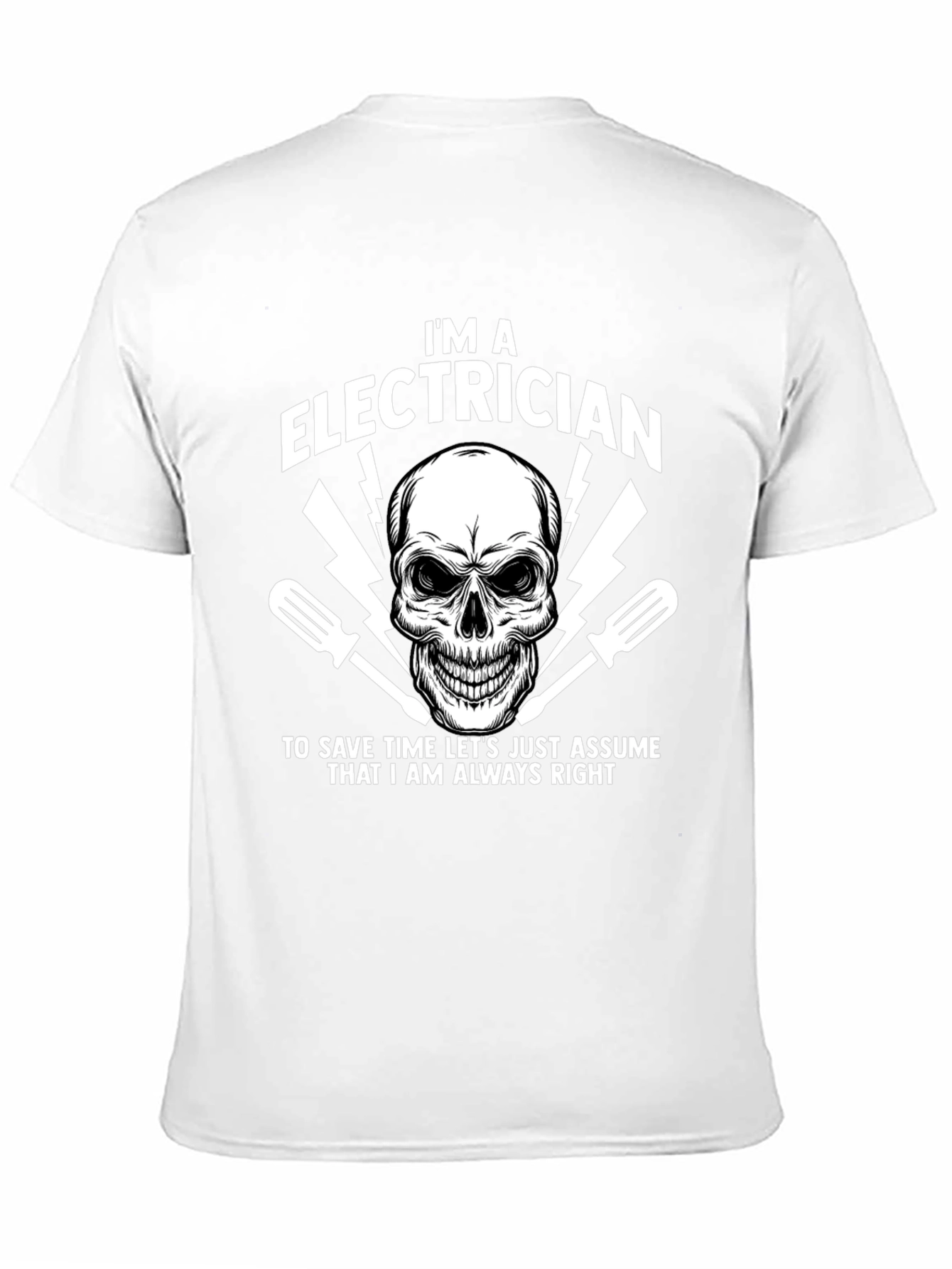 Black Electrician Skull Graphic T-Shirt view 11