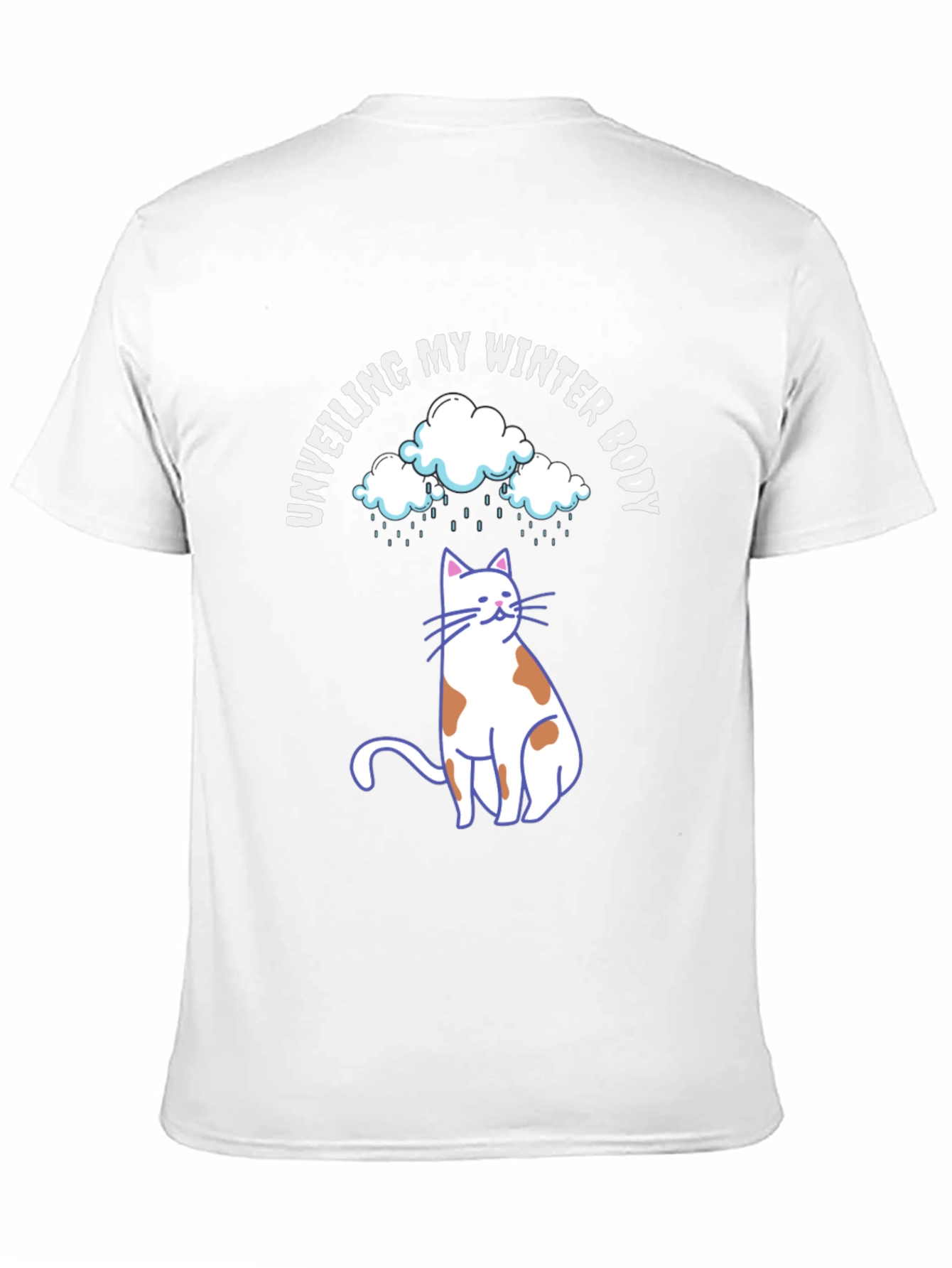 Black Unveiling My Winter Body T-Shirt Cat Clouds view 11