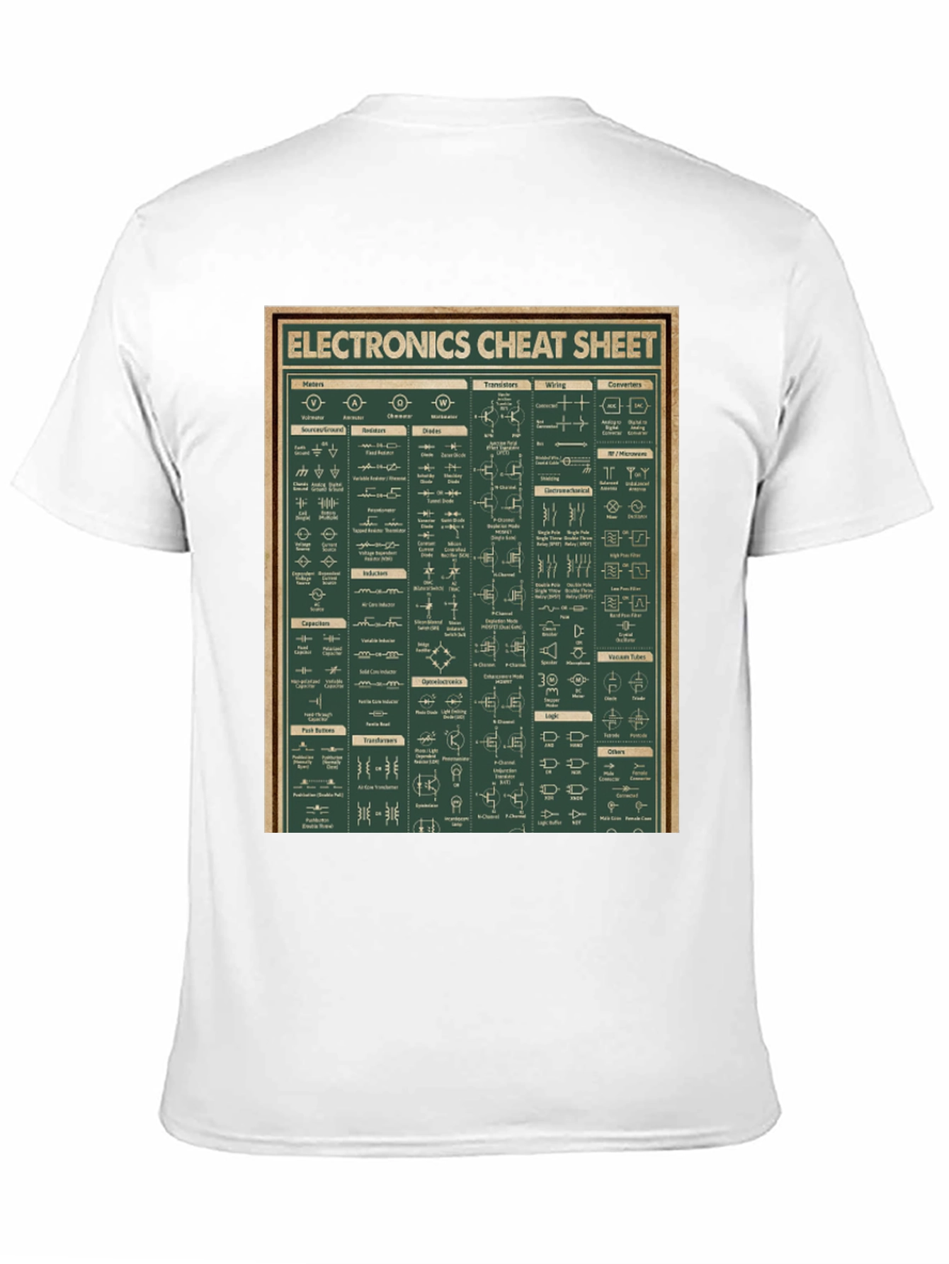 Black Electronics Cheat Sheet Graphic Tee - Black Cotton T-Shirt view 11