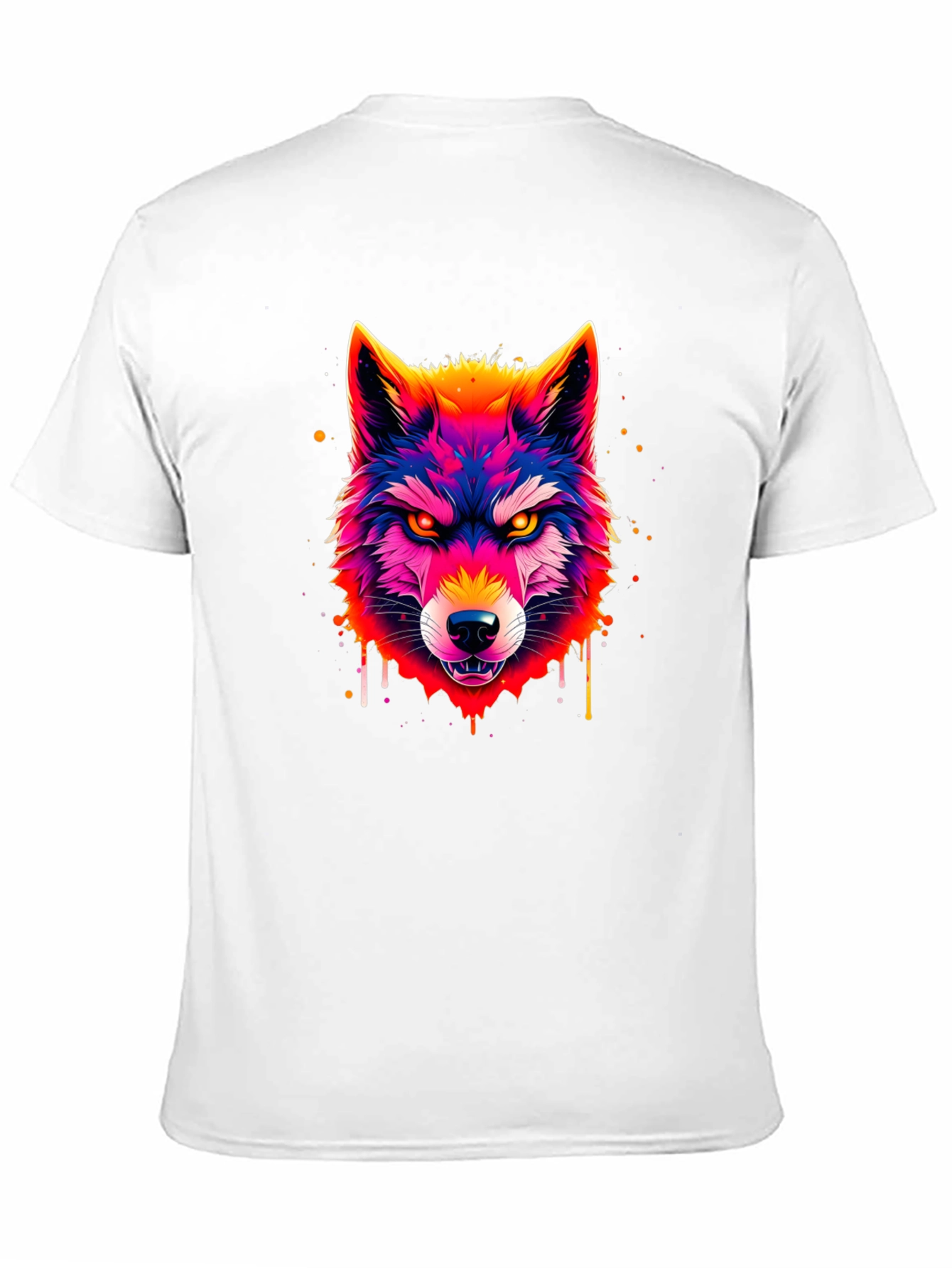 Black Vivid Wolf Graphic Tee - Men's Black T-Shirt view 11