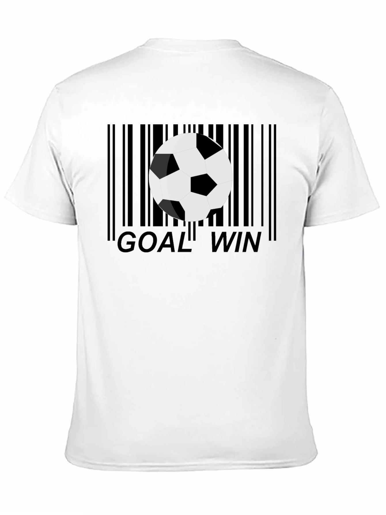 Black Goal Win Soccer Ball Barcode Men's Black Graphic T-Shirt view 11