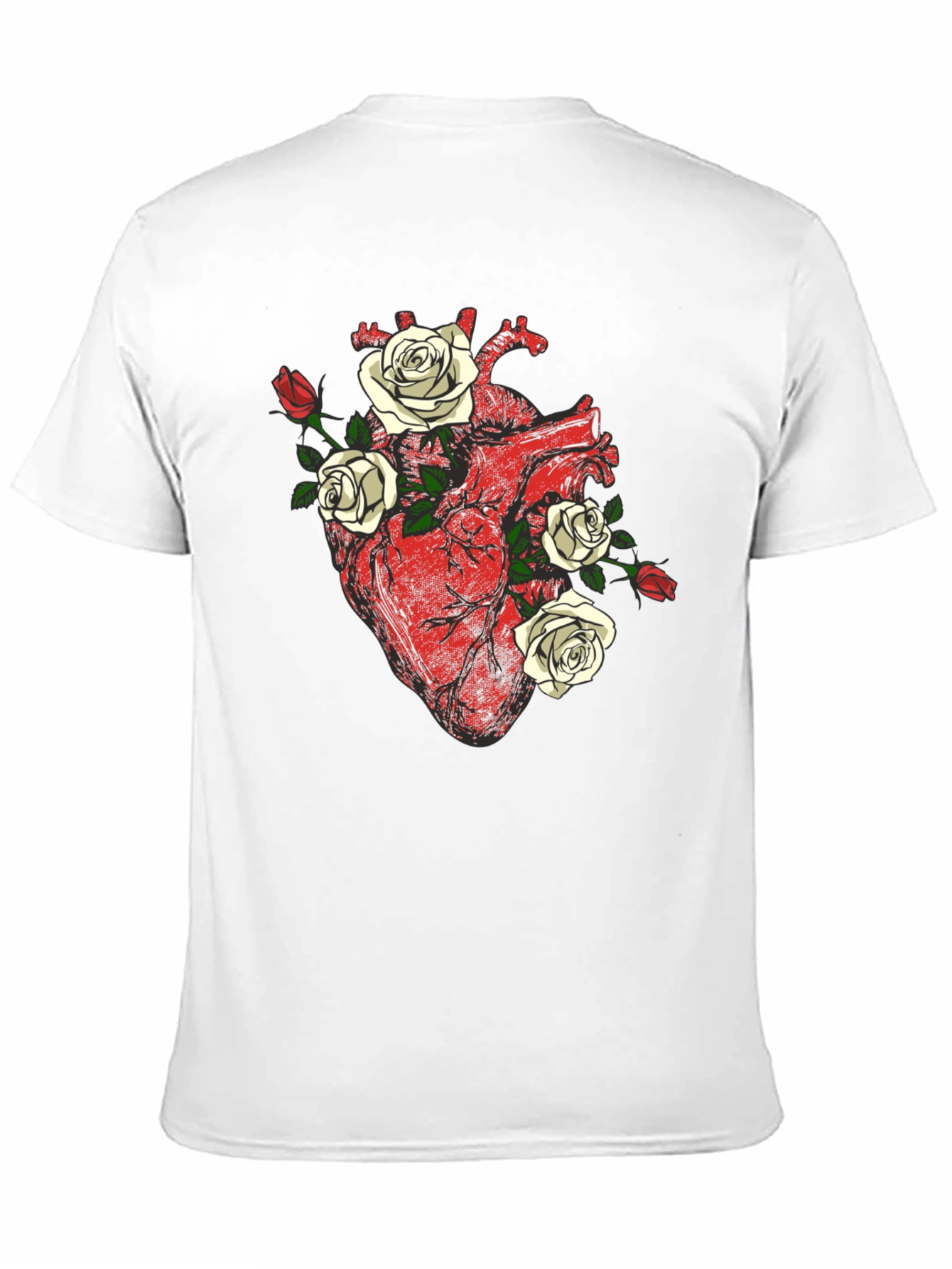 Black Anatomical Heart & Roses Graphic Tee view 11