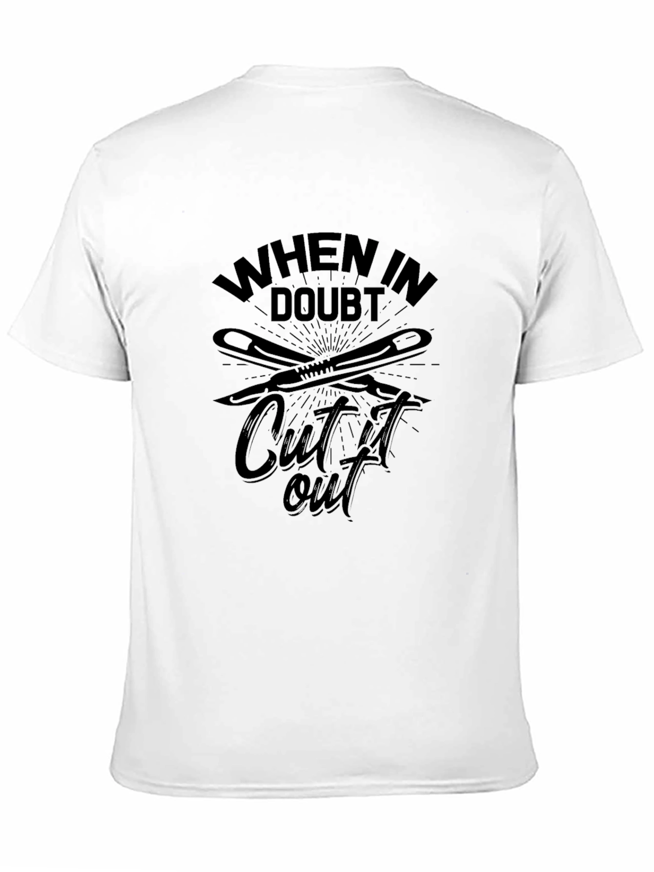 Black When In Doubt Cut It Out Men's Black T-Shirt view 11