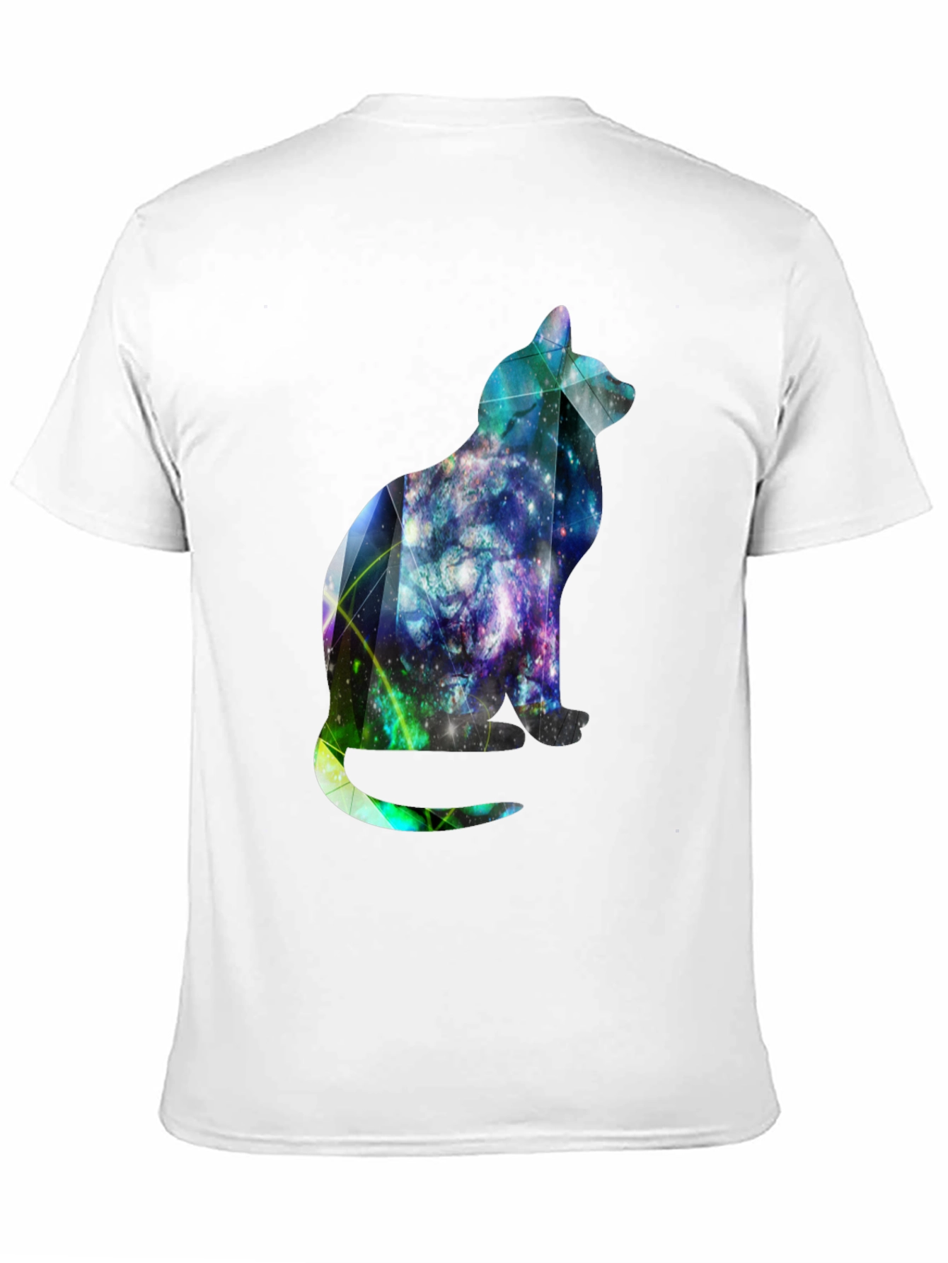 Black Galaxy Cat Graphic Tee - Stylish Men's Black T-Shirt view 11