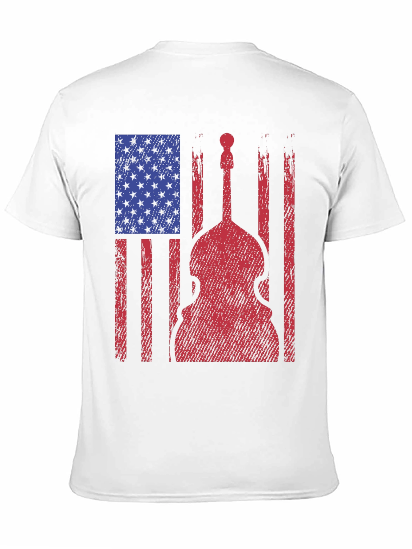 Black American Flag Bass Guitar Graphic T-Shirt view 11