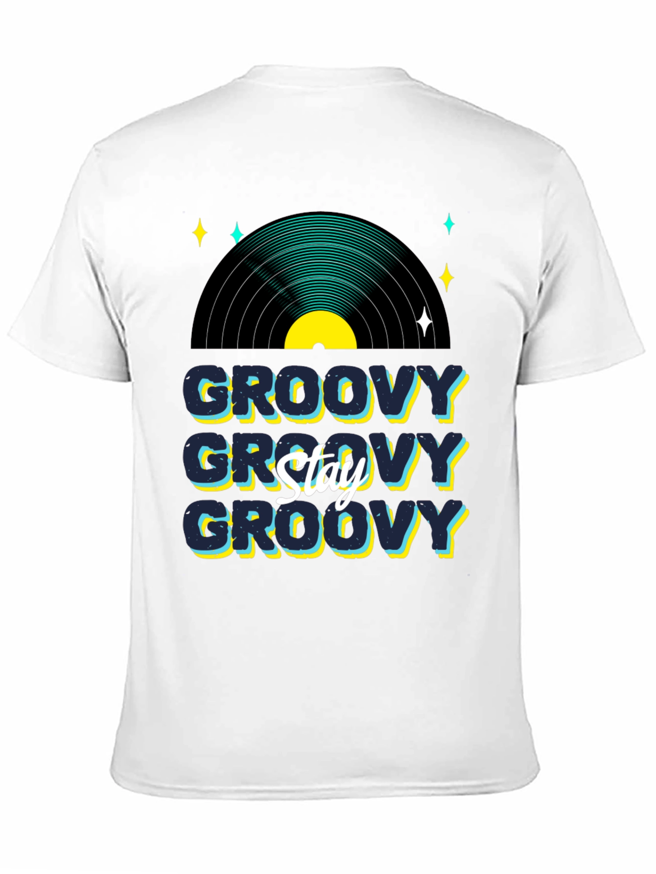 Black Groovy Vinyl Record Graphic T-Shirt - Stay Groovy view 11
