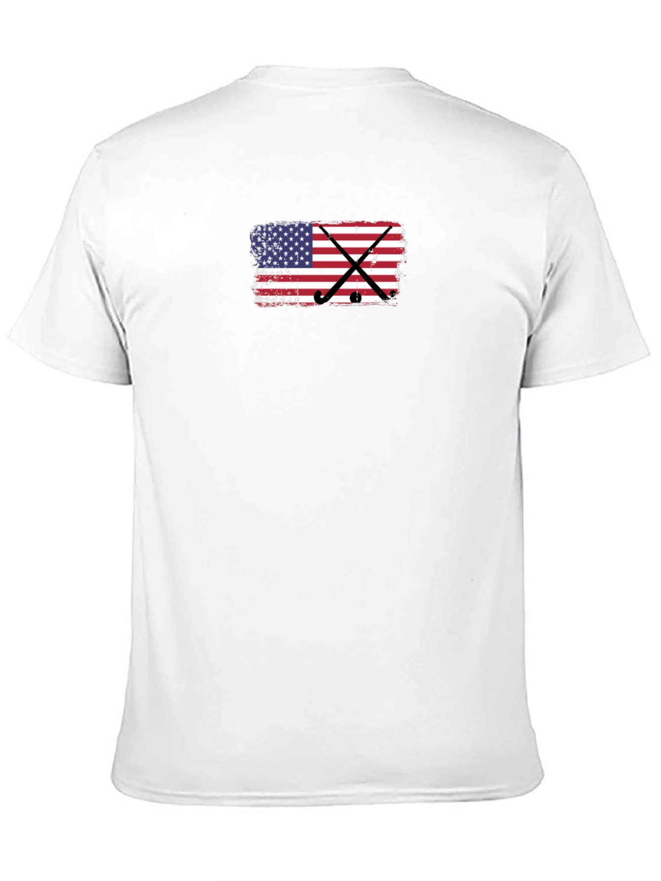 Black USA Flag Hockey Sticks T-Shirt view 11