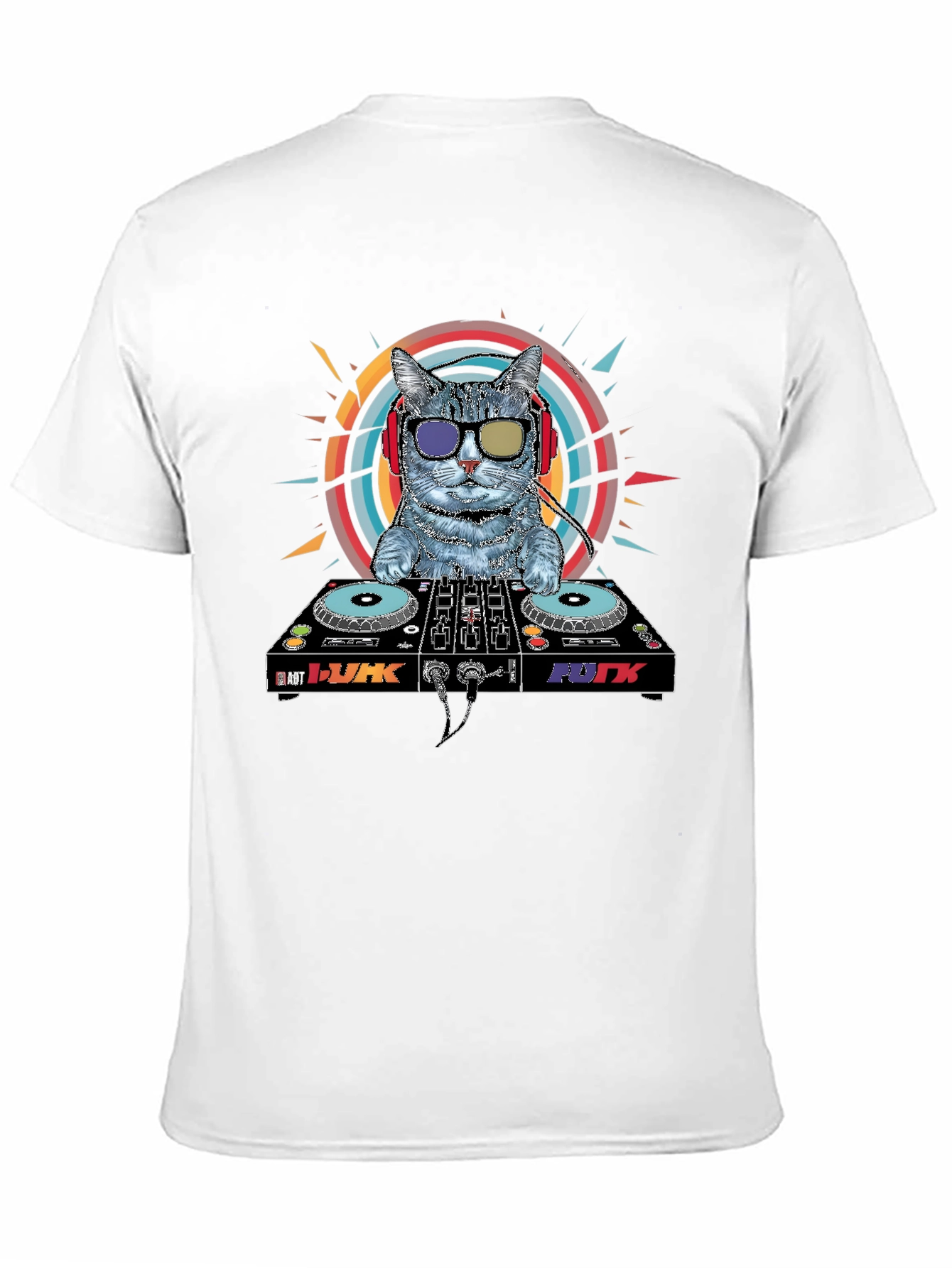 Black DJ Cat Graphic T-Shirt - Music Lover Apparel view 11