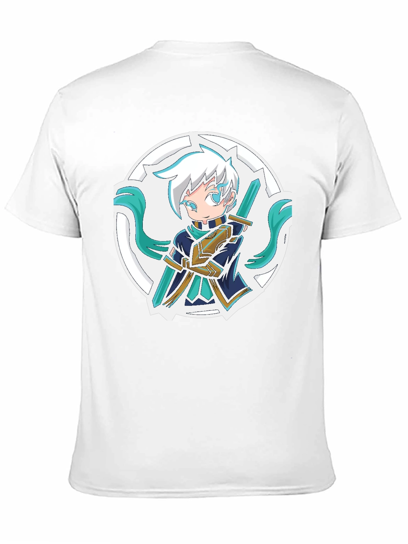 Black Anime Sword Character T-Shirt view 11