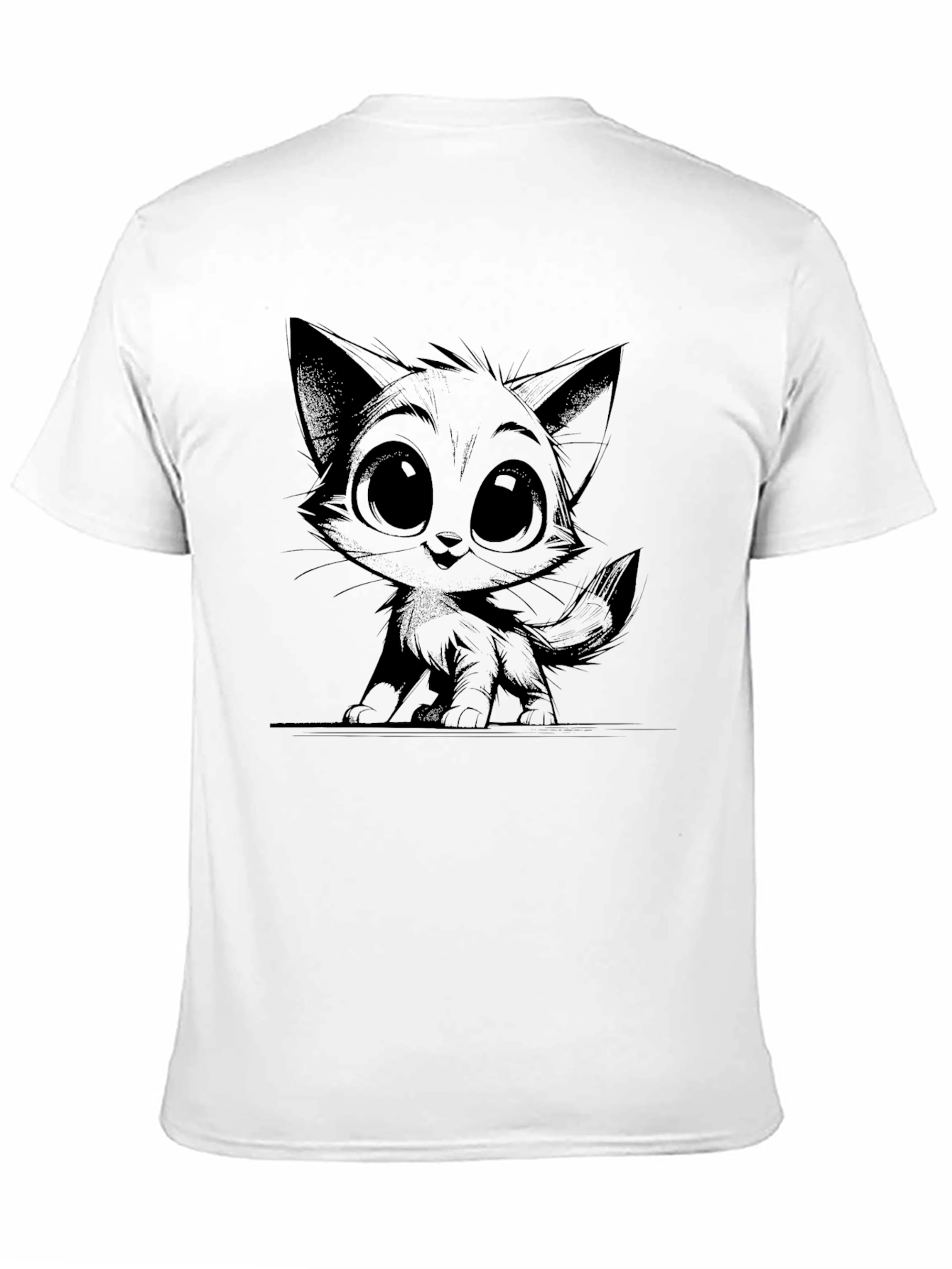 Black Cute Kitten Graphic Black T-Shirt view 11