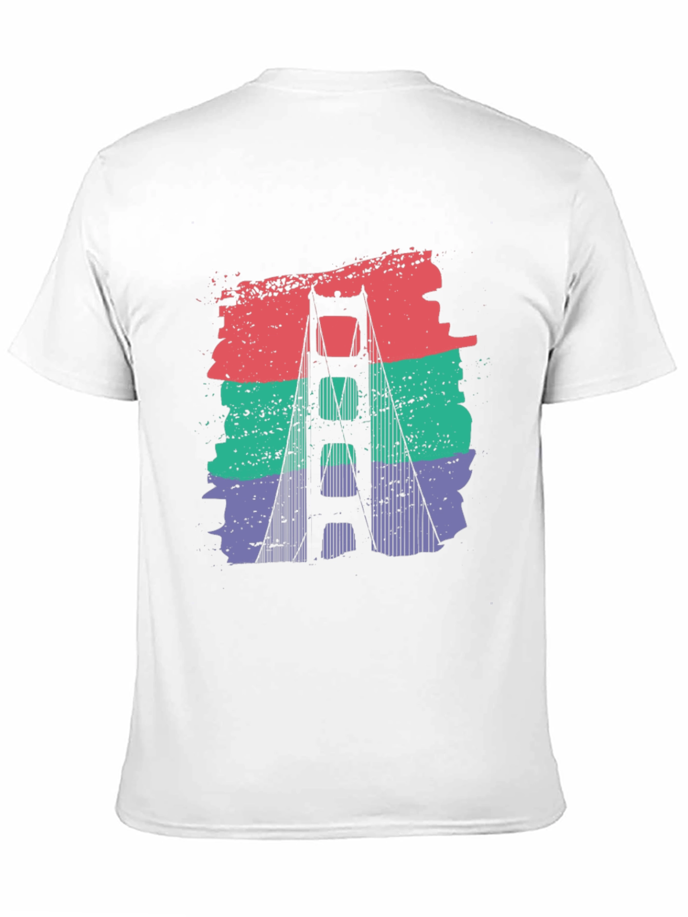 Black Golden Gate Bridge Retro Graphic T-Shirt view 11