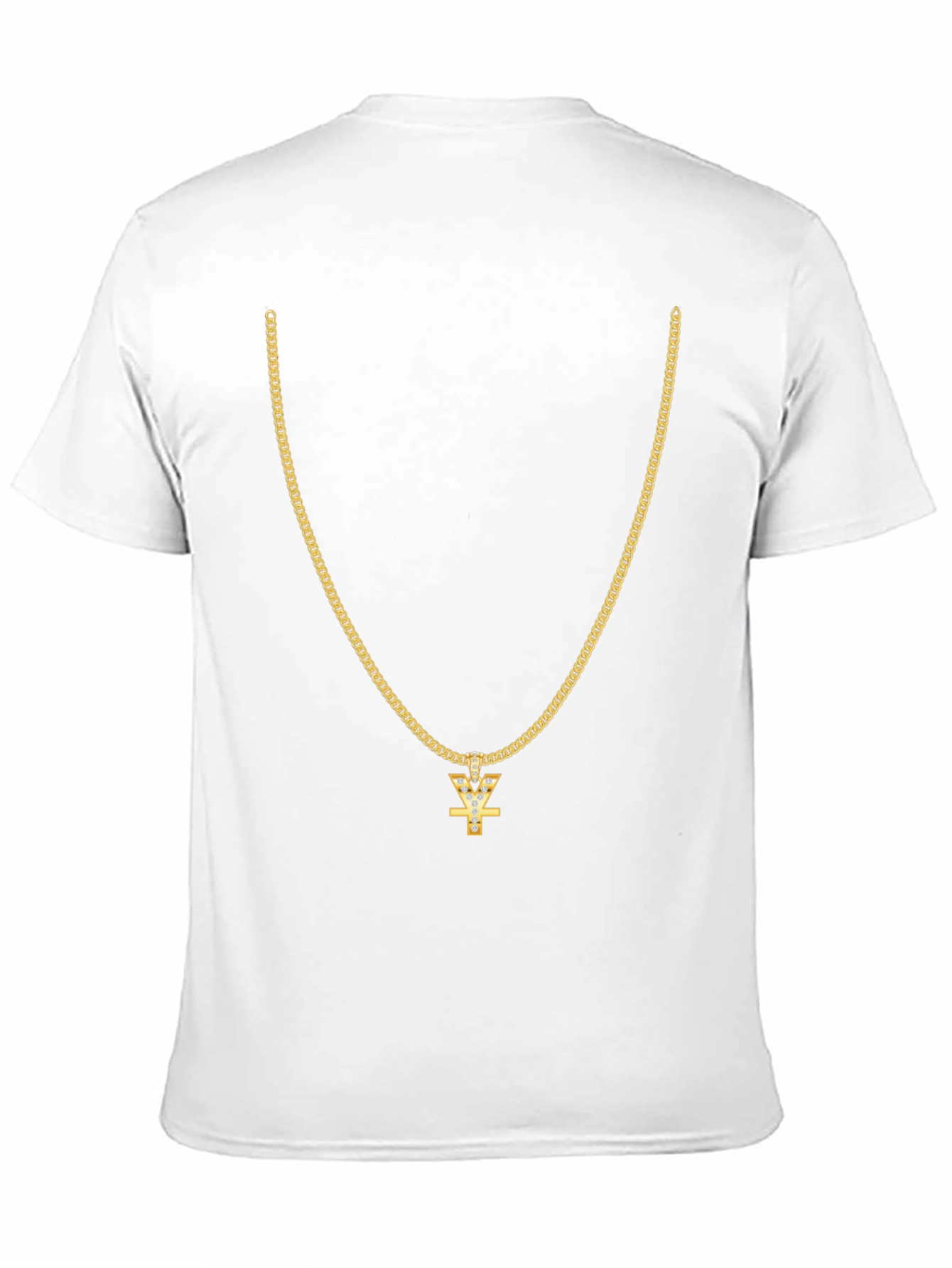 Black Men's Black T-Shirt with Gold Chain Design view 11