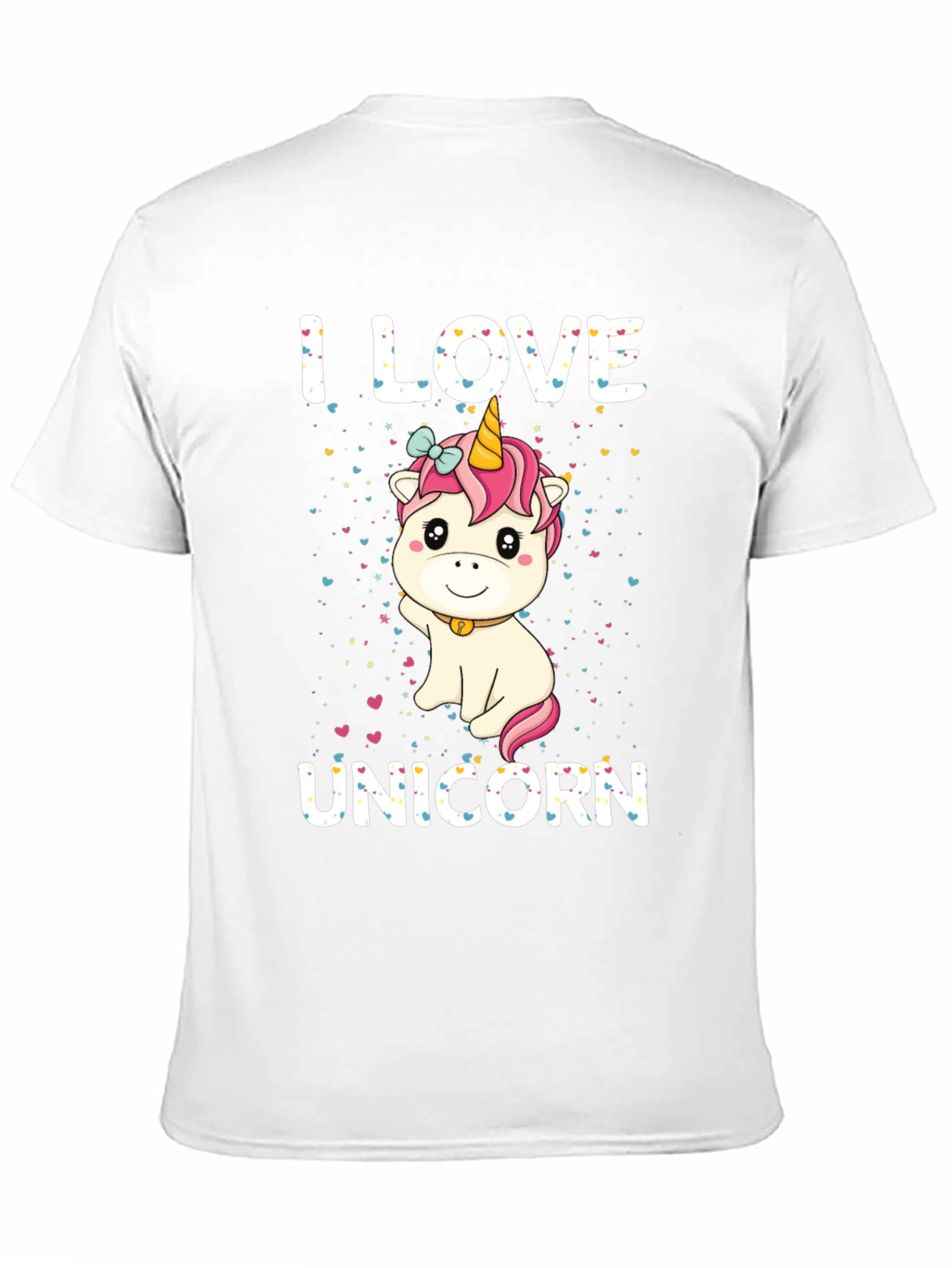 Black I Love Unicorn Black T-Shirt Cute Cartoon Design view 11