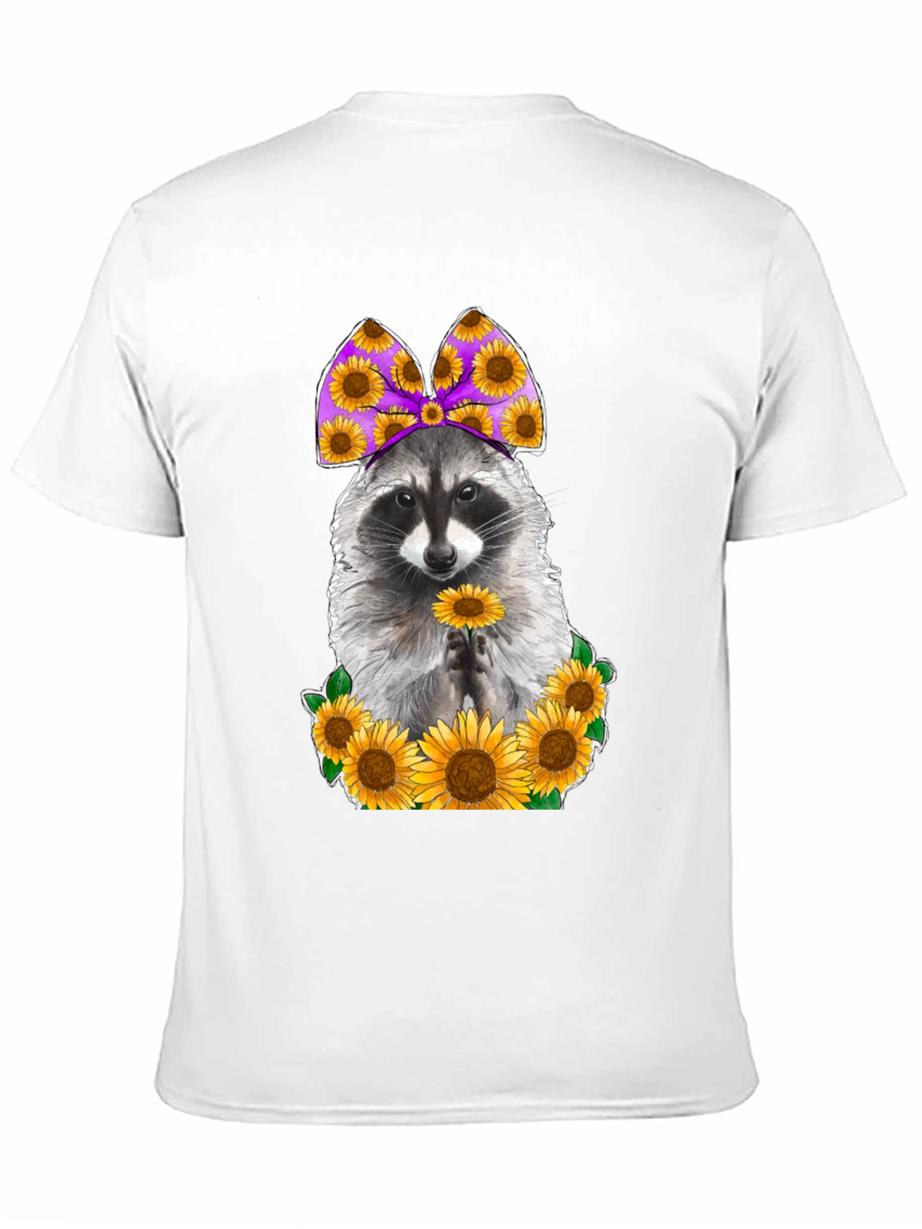 Black Raccoon Sunflower Graphic T-Shirt view 11
