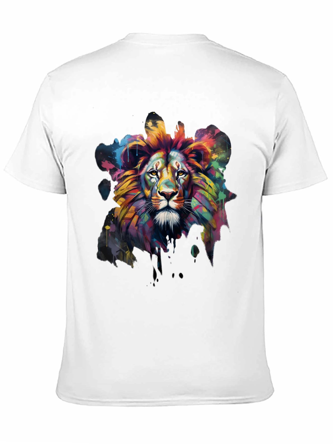 Black Colorful Lion Graphic Tee - Men's Black T-Shirt view 11