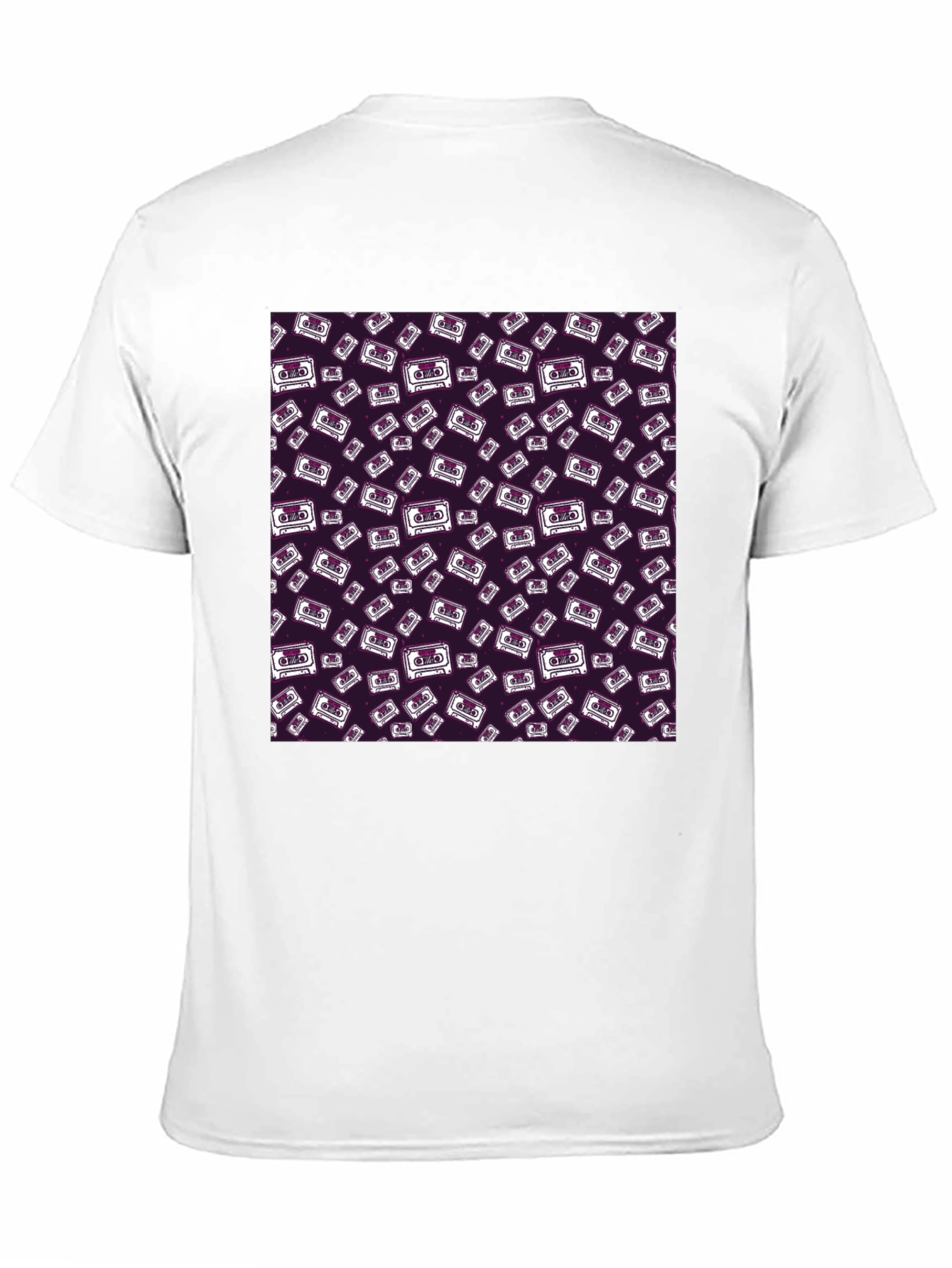Black Retro Cassette Pattern T-Shirt view 11