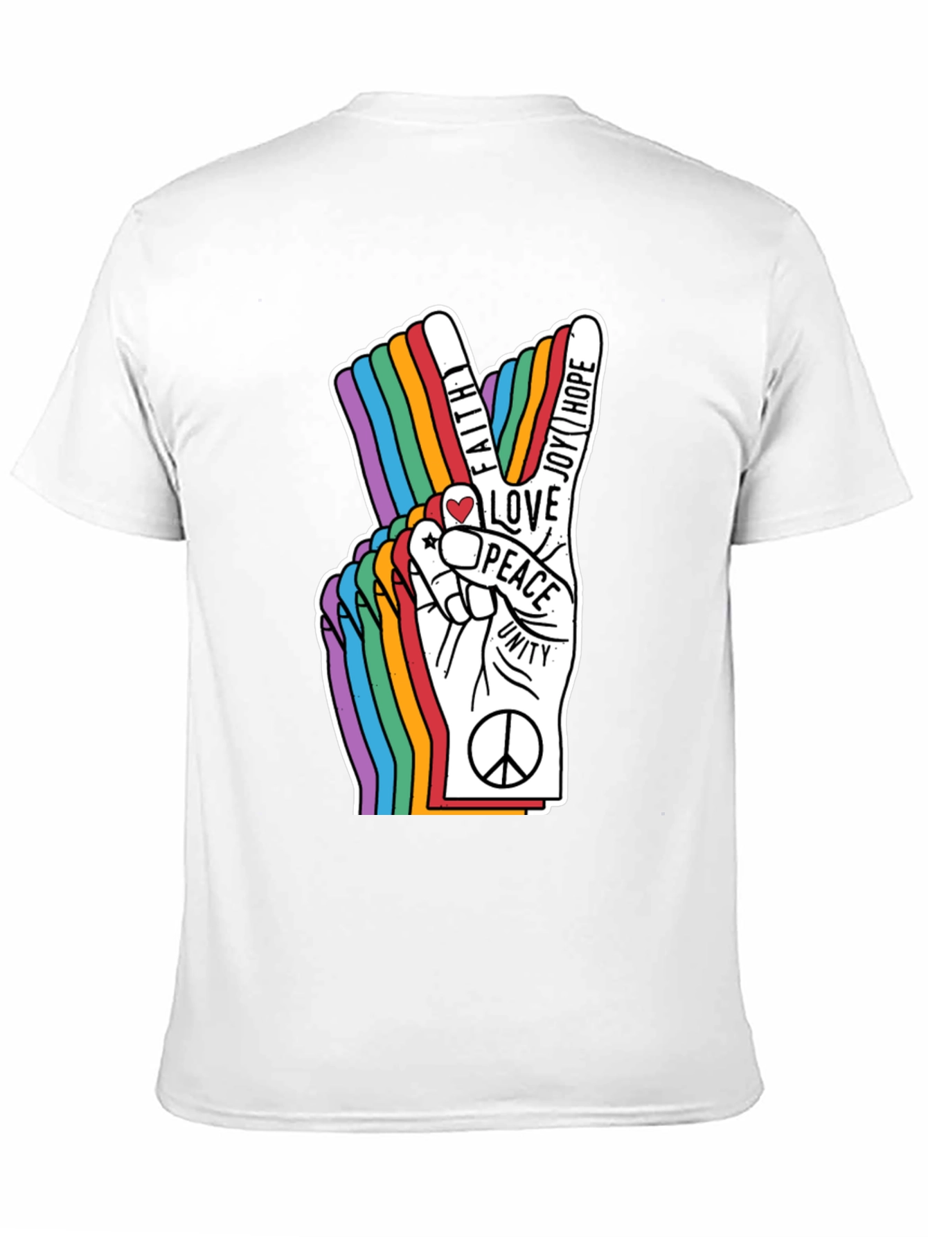 Black Peace Sign Rainbow Graphic T-Shirt view 11