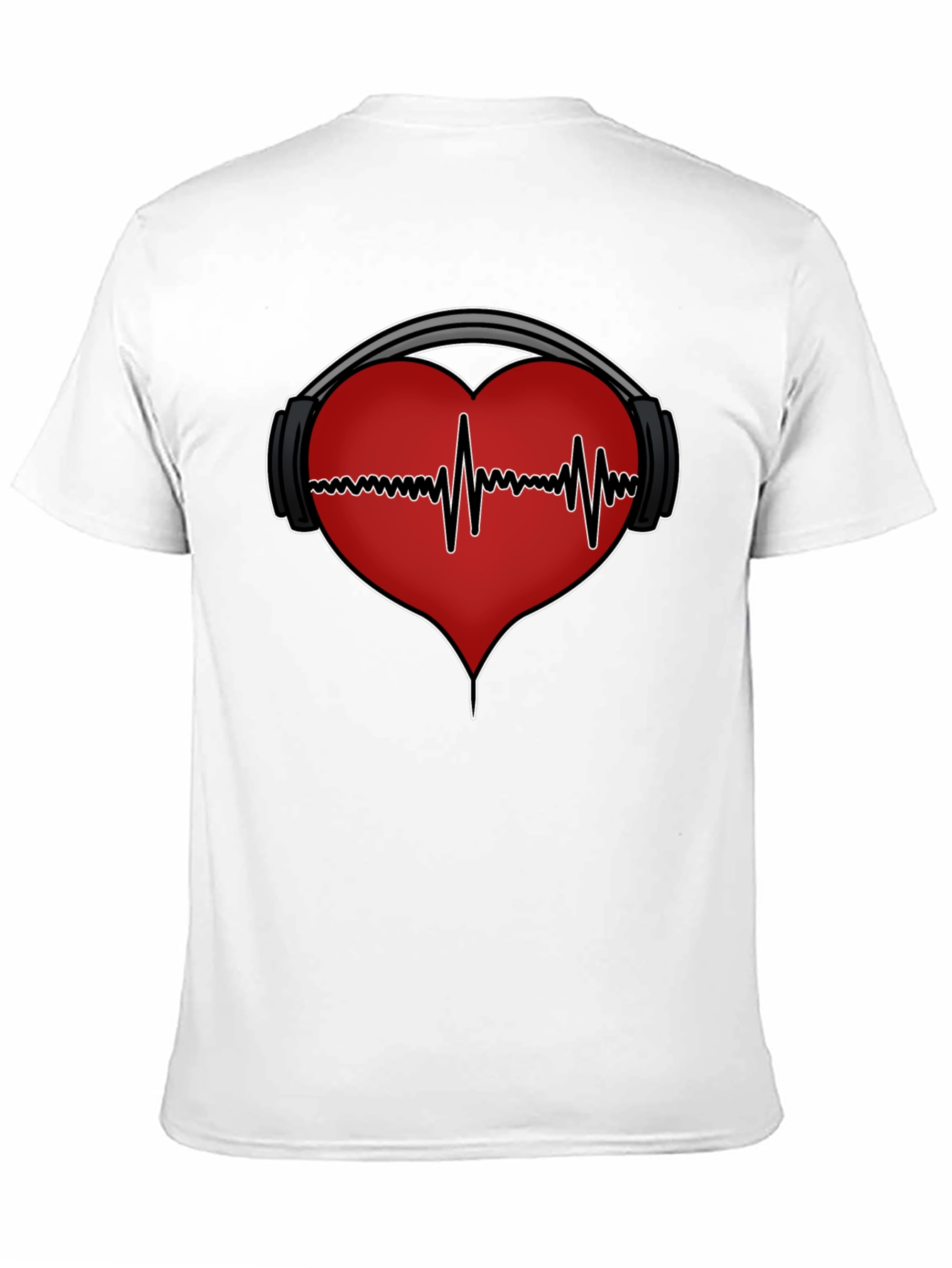 Black Heartbeat Headphones Graphic Tee view 11