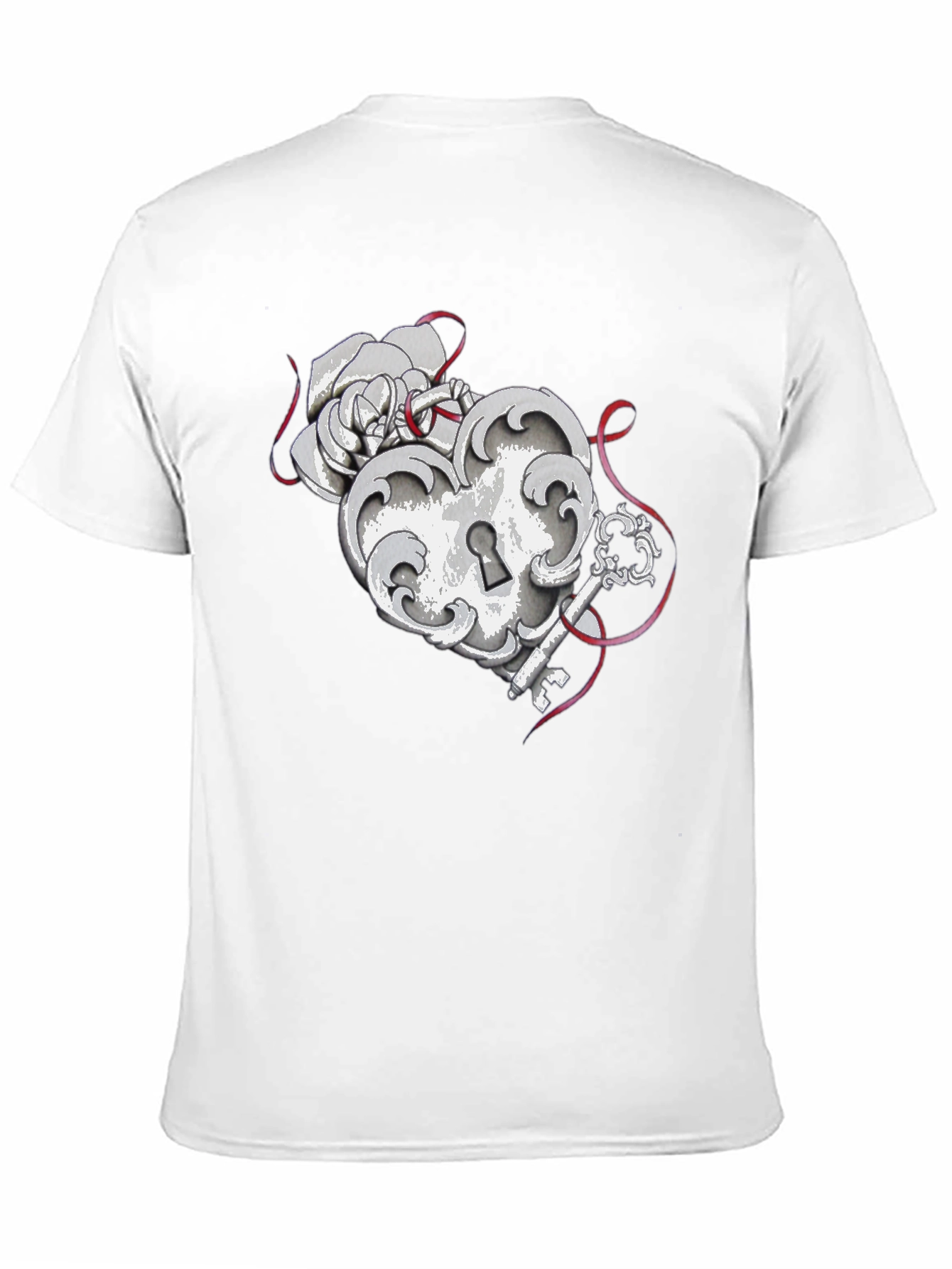 Black Heart Lock and Key Graphic Tee view 11