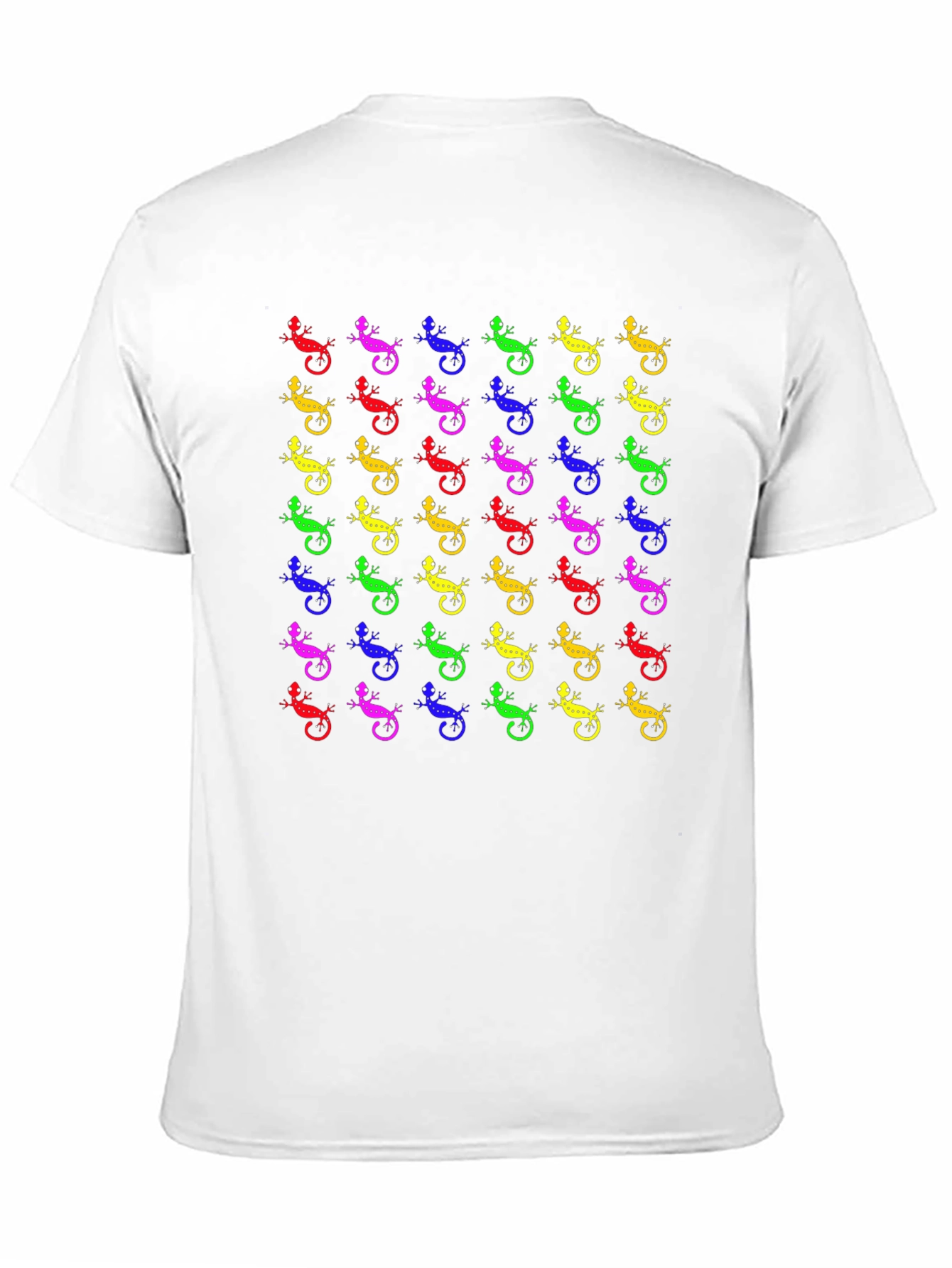 Black Colorful Lizard Print Black T-Shirt view 11