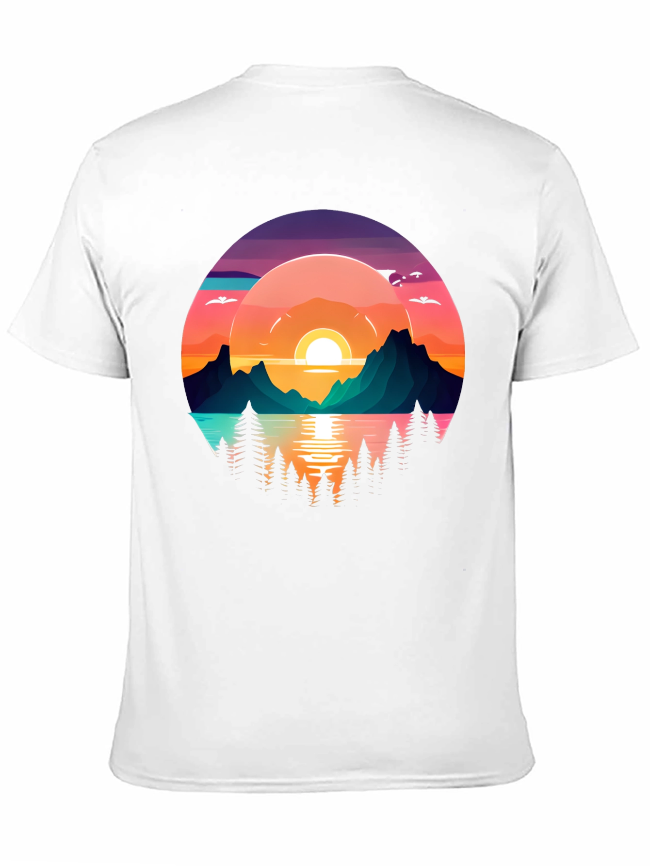 Black Sunset Lake Graphic T-Shirt view 11
