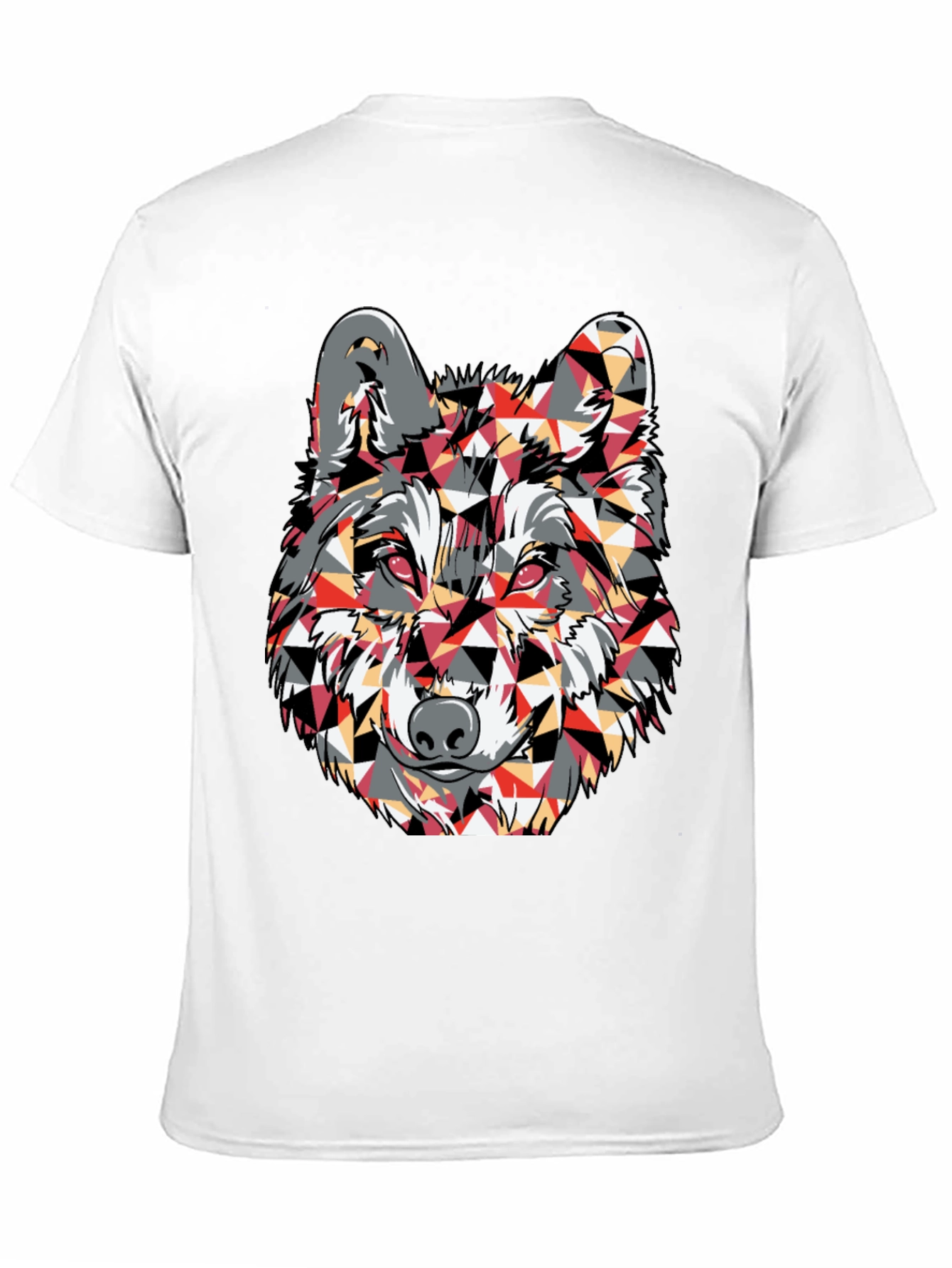 Black Geometric Wolf Graphic Print T-Shirt view 11