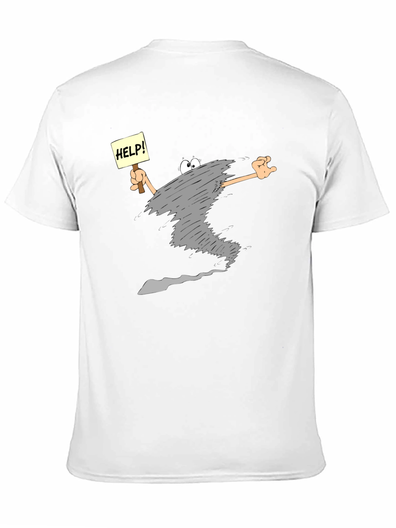 Black Cartoon Tornado "Help!" T-Shirt - Black view 11