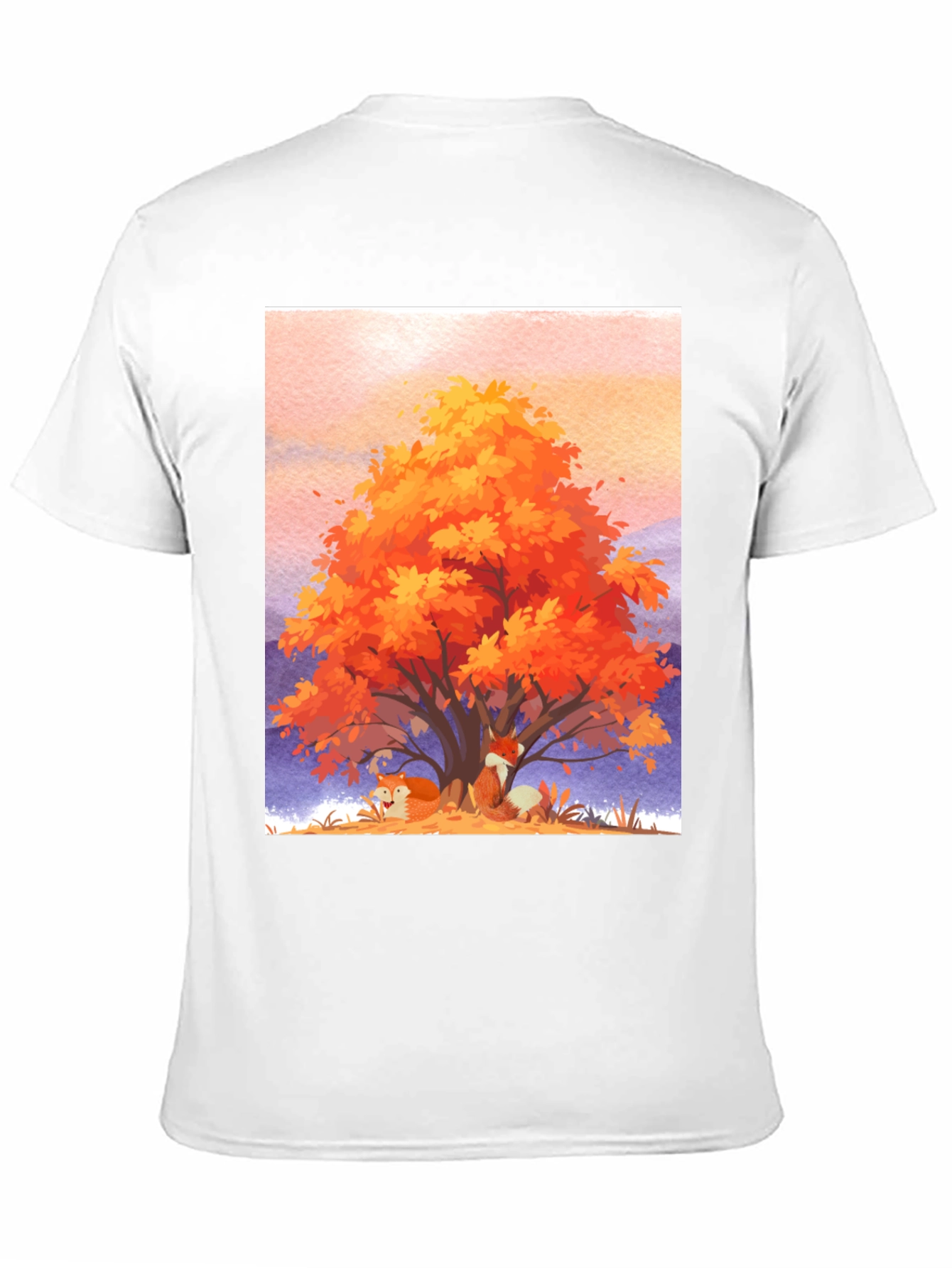 Black Autumn Fox Tree Graphic Tee - Comfortable Cotton Blend view 11