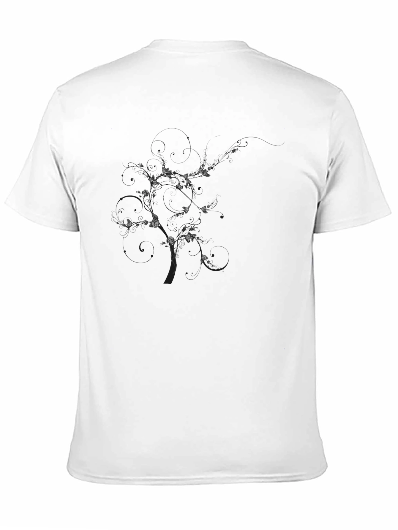 Black Men's Black Graphic T-Shirt - Tree Design view 11