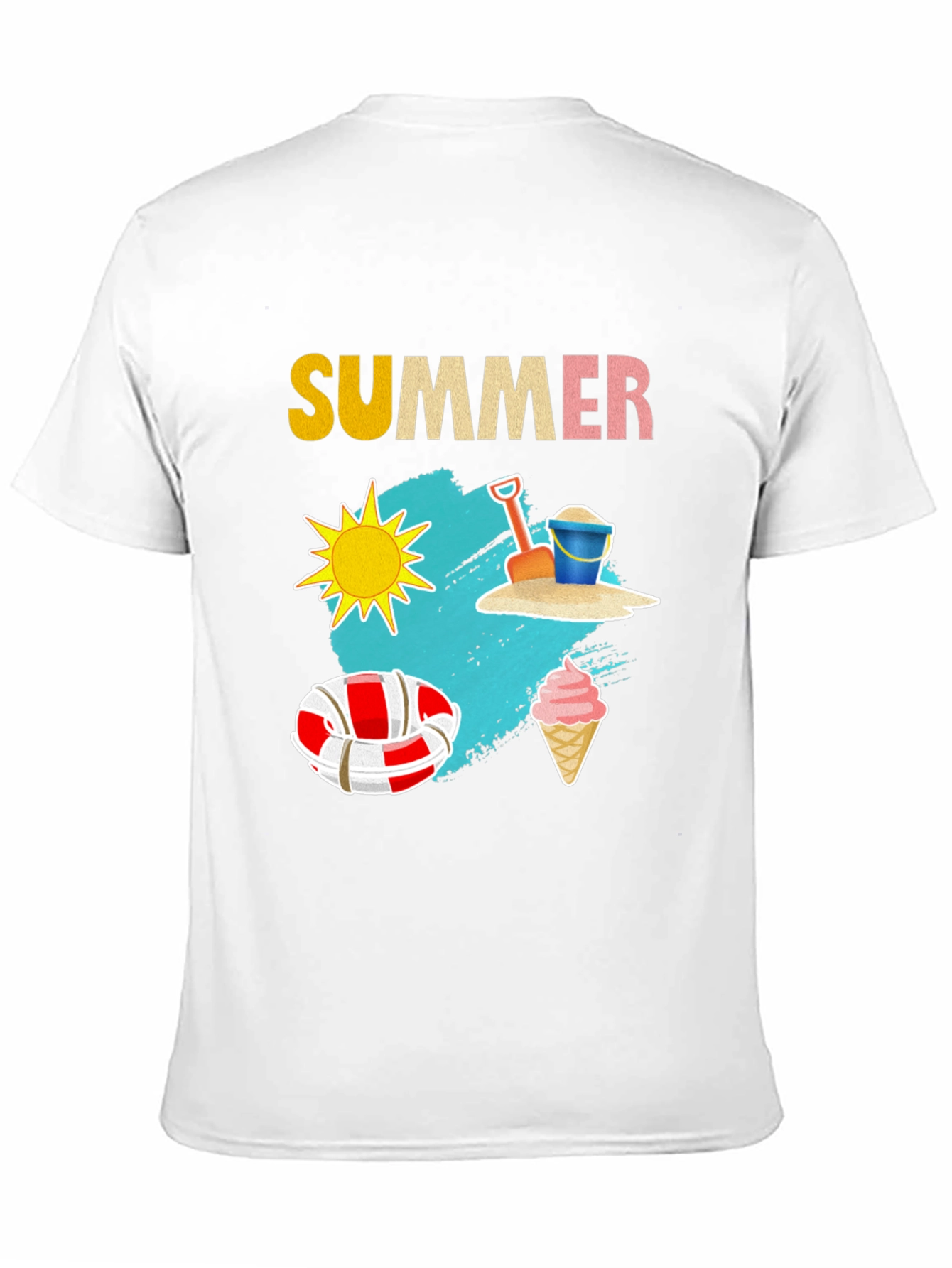Black Summer T-Shirt with Beach Theme Graphic view 11