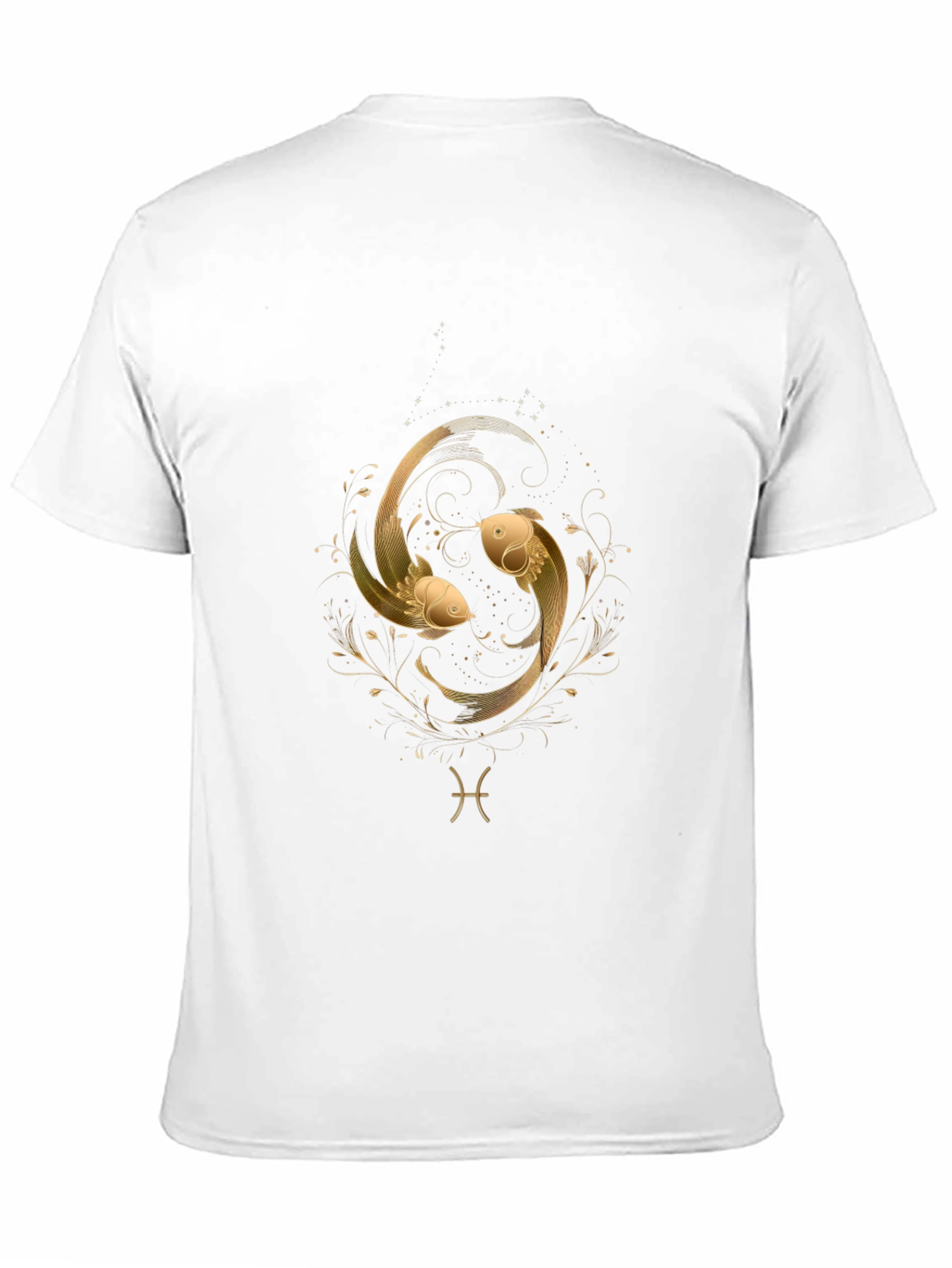 Black Pisces Zodiac Gold Fish Graphic Black T-Shirt view 11